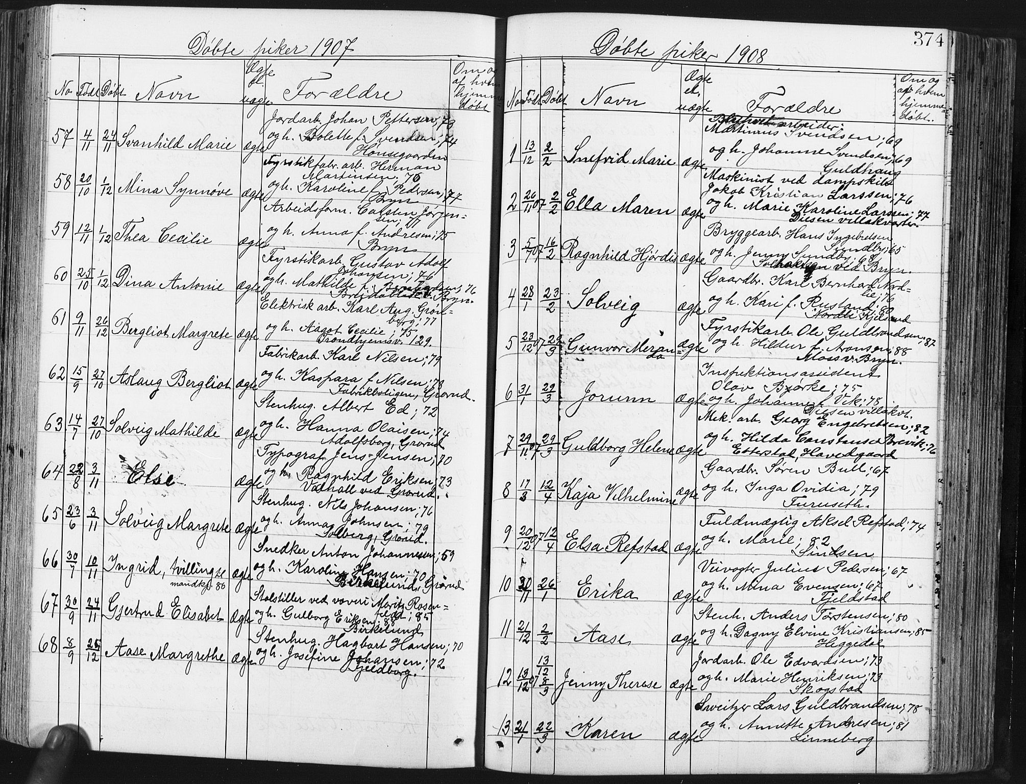 Østre Aker prestekontor Kirkebøker, SAO/A-10840/G/Ga/L0003: Parish register (copy) no. I 3, 1868-1913, p. 374