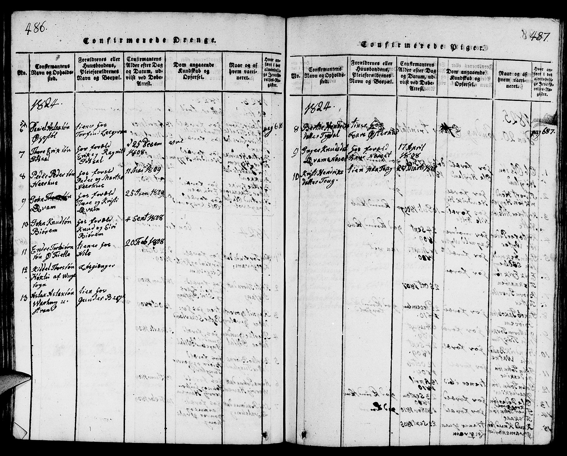 Strand sokneprestkontor, AV/SAST-A-101828/H/Ha/Hab/L0001: Parish register (copy) no. B 1, 1816-1854, p. 486-487