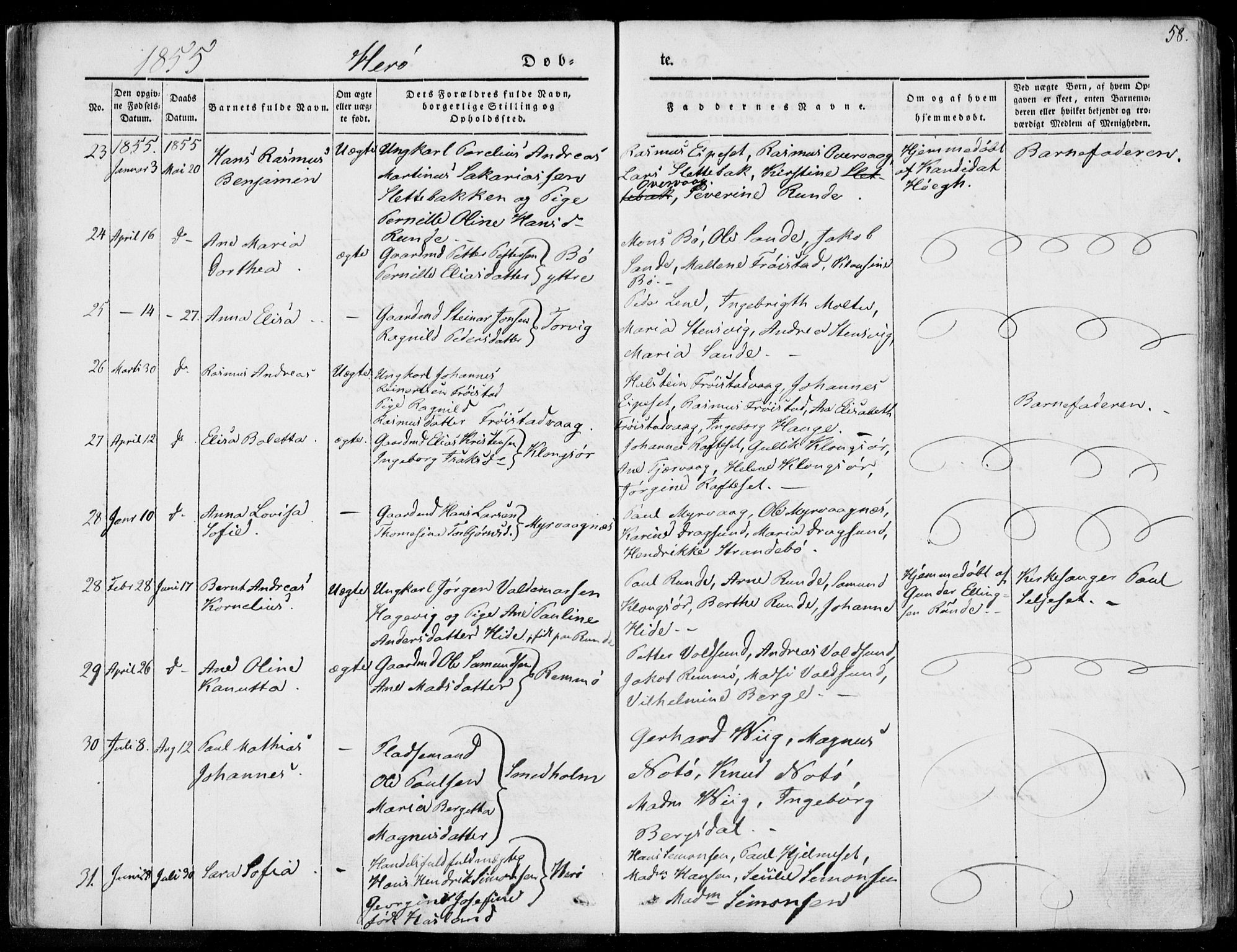 Ministerialprotokoller, klokkerbøker og fødselsregistre - Møre og Romsdal, AV/SAT-A-1454/507/L0070: Parish register (official) no. 507A05, 1842-1873, p. 58