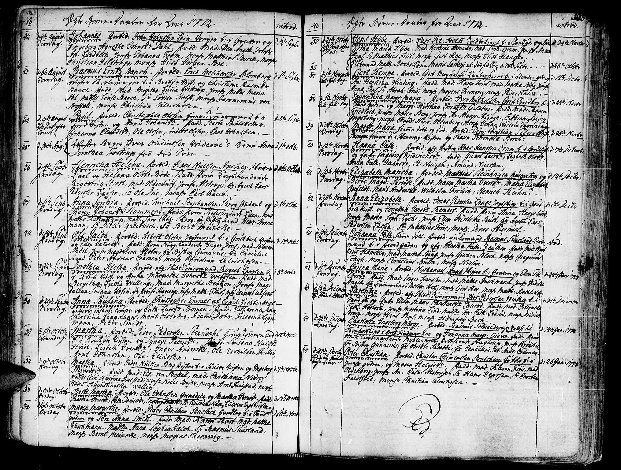Ministerialprotokoller, klokkerbøker og fødselsregistre - Sør-Trøndelag, SAT/A-1456/602/L0103: Parish register (official) no. 602A01, 1732-1774, p. 105