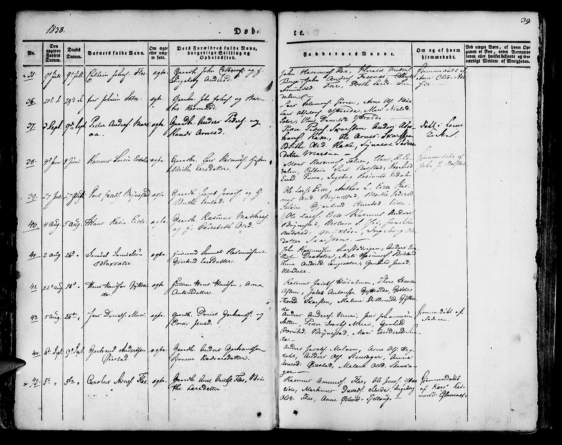 Innvik sokneprestembete, SAB/A-80501: Parish register (official) no. A 4I, 1831-1846, p. 39