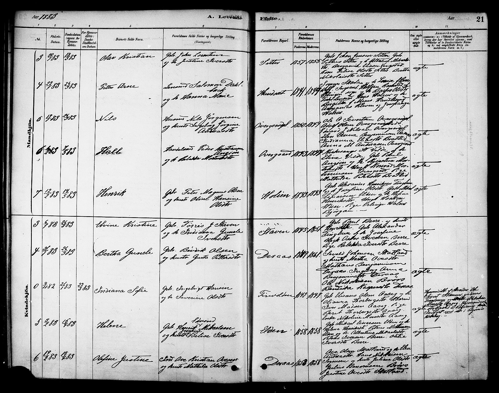 Ministerialprotokoller, klokkerbøker og fødselsregistre - Nord-Trøndelag, AV/SAT-A-1458/742/L0408: Parish register (official) no. 742A01, 1878-1890, p. 21