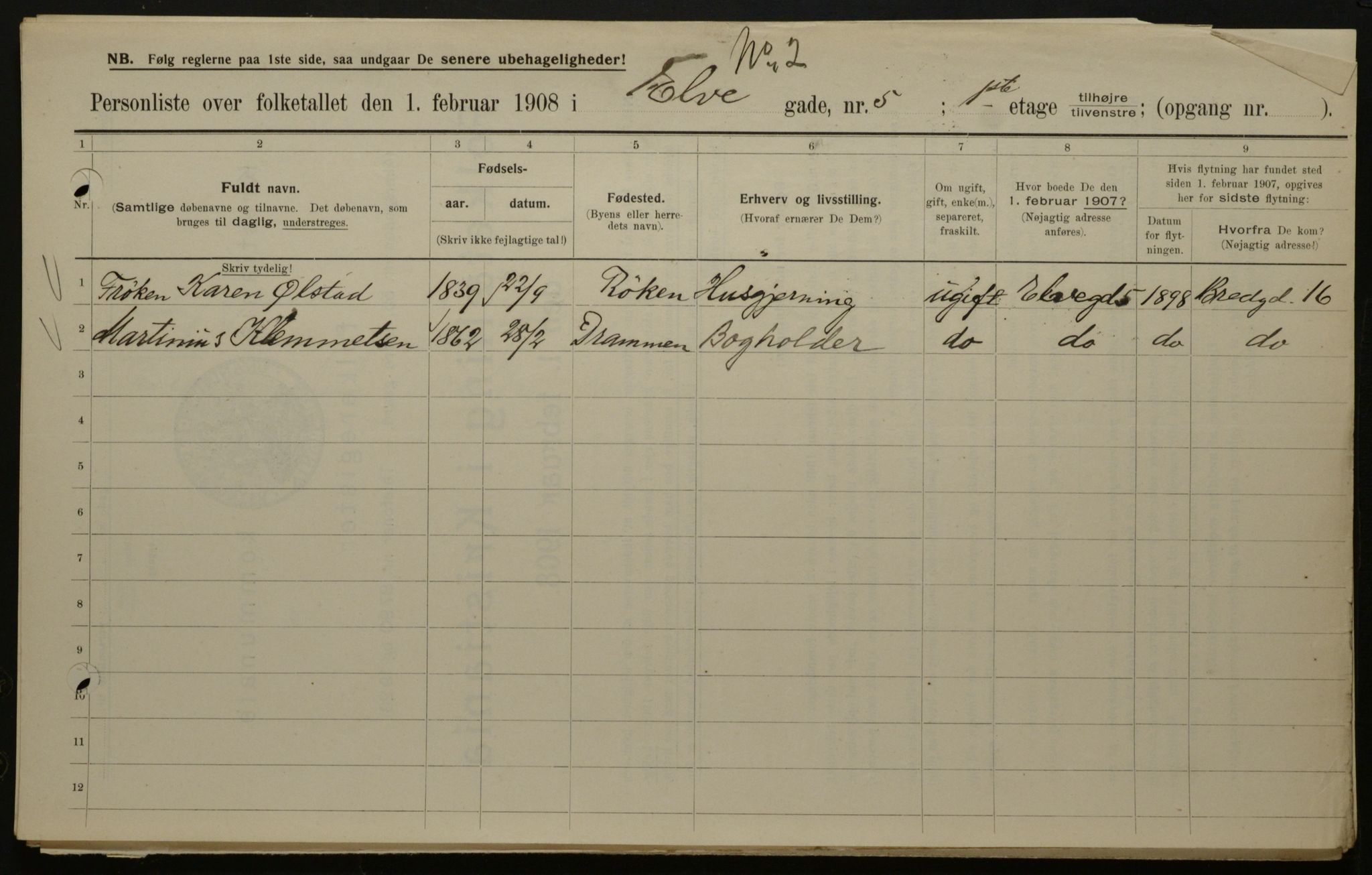 OBA, Municipal Census 1908 for Kristiania, 1908, p. 19036