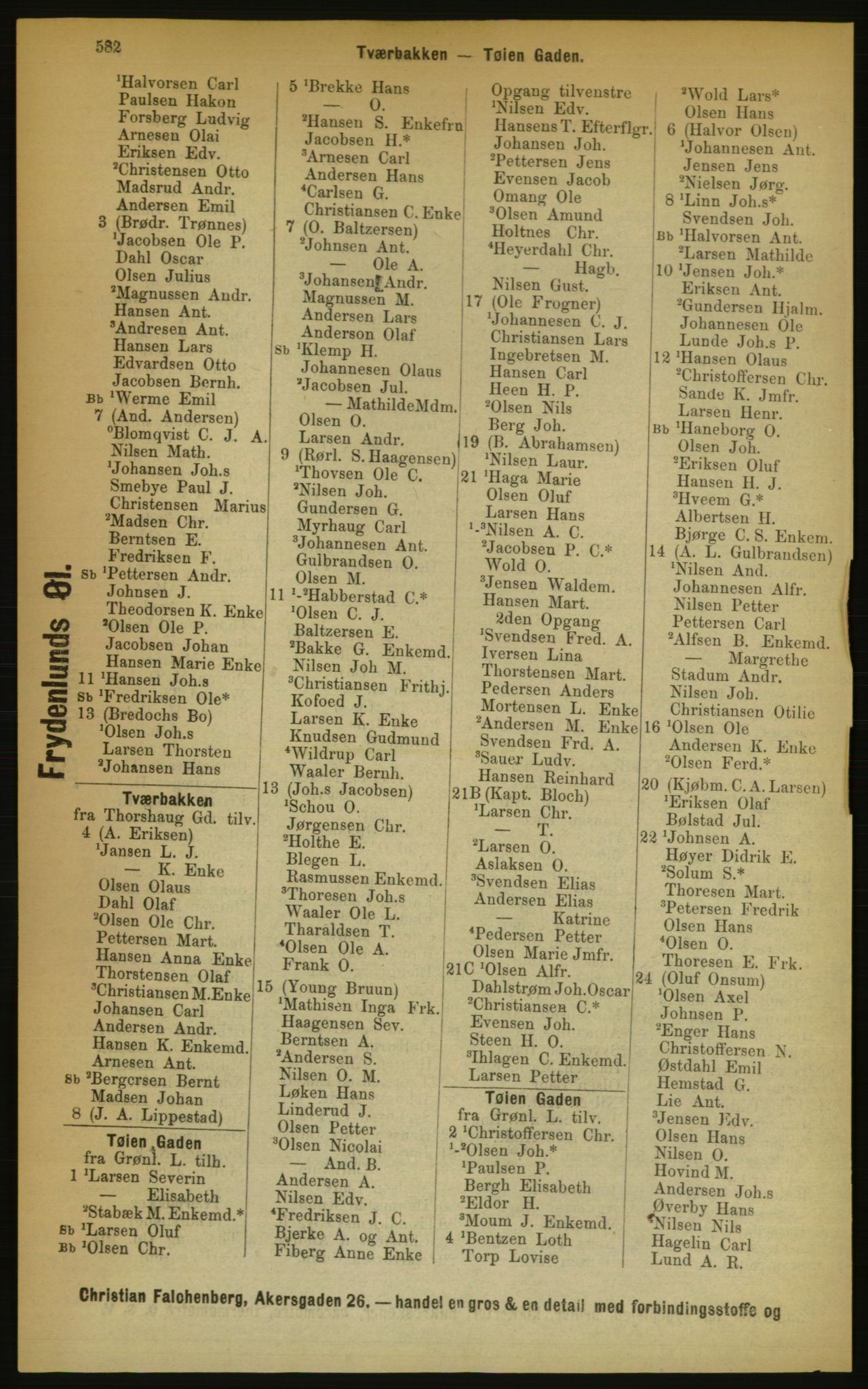 Kristiania/Oslo adressebok, PUBL/-, 1889, p. 582