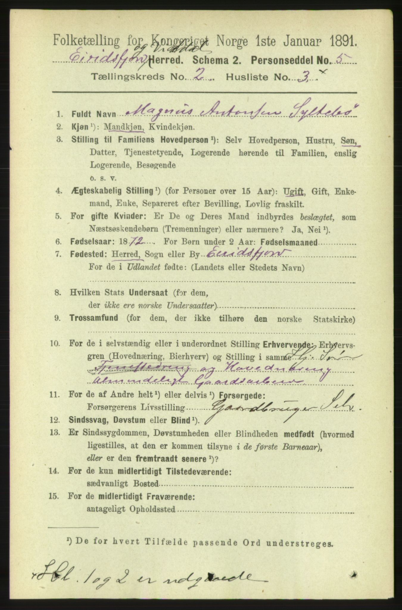 RA, 1891 census for 1542 Eresfjord og Vistdal, 1891, p. 367