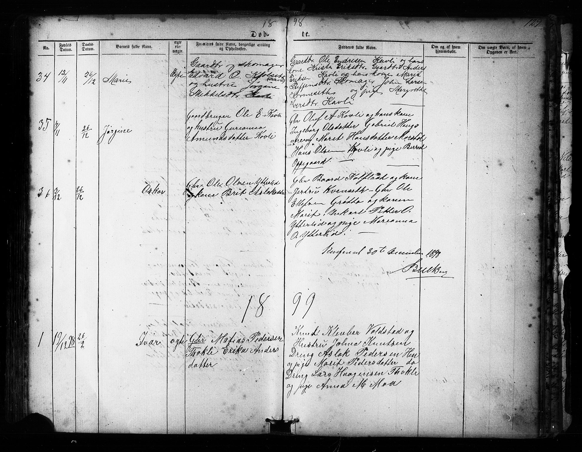 Ministerialprotokoller, klokkerbøker og fødselsregistre - Møre og Romsdal, SAT/A-1454/545/L0588: Parish register (copy) no. 545C02, 1867-1902, p. 129