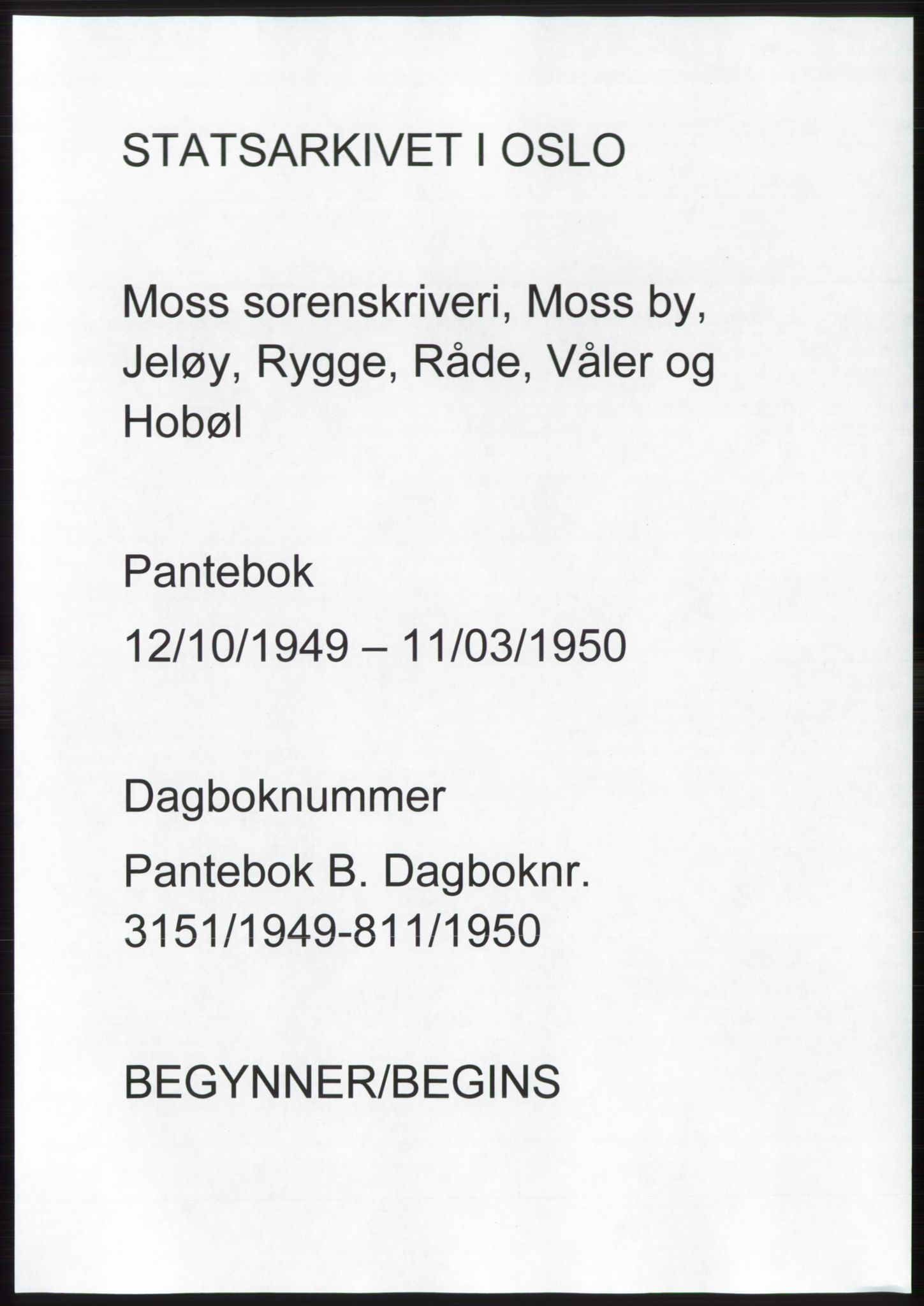 Moss sorenskriveri, SAO/A-10168: Mortgage book no. B23, 1949-1950