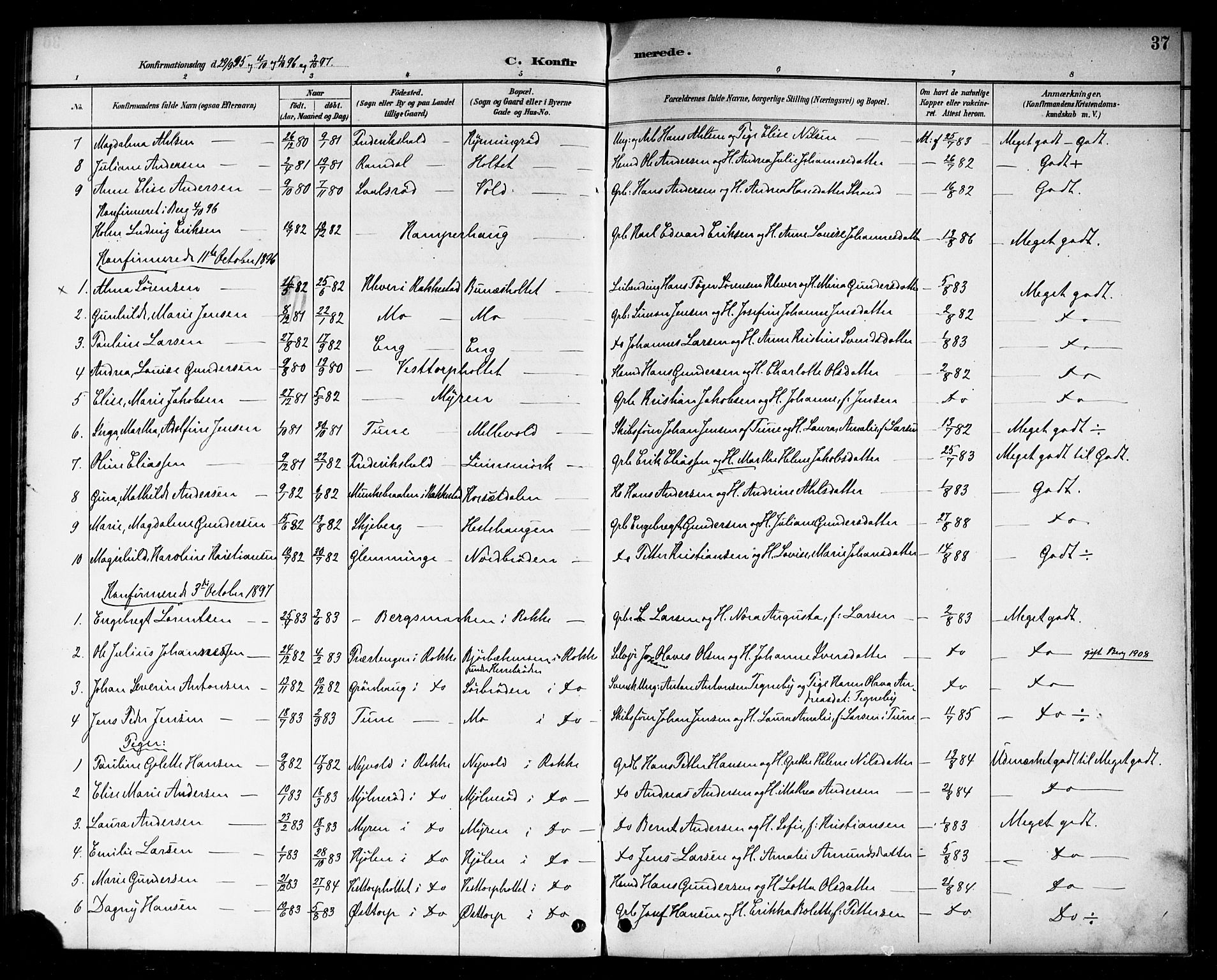 Berg prestekontor Kirkebøker, AV/SAO-A-10902/F/Fc/L0002: Parish register (official) no. III 2, 1888-1901, p. 37