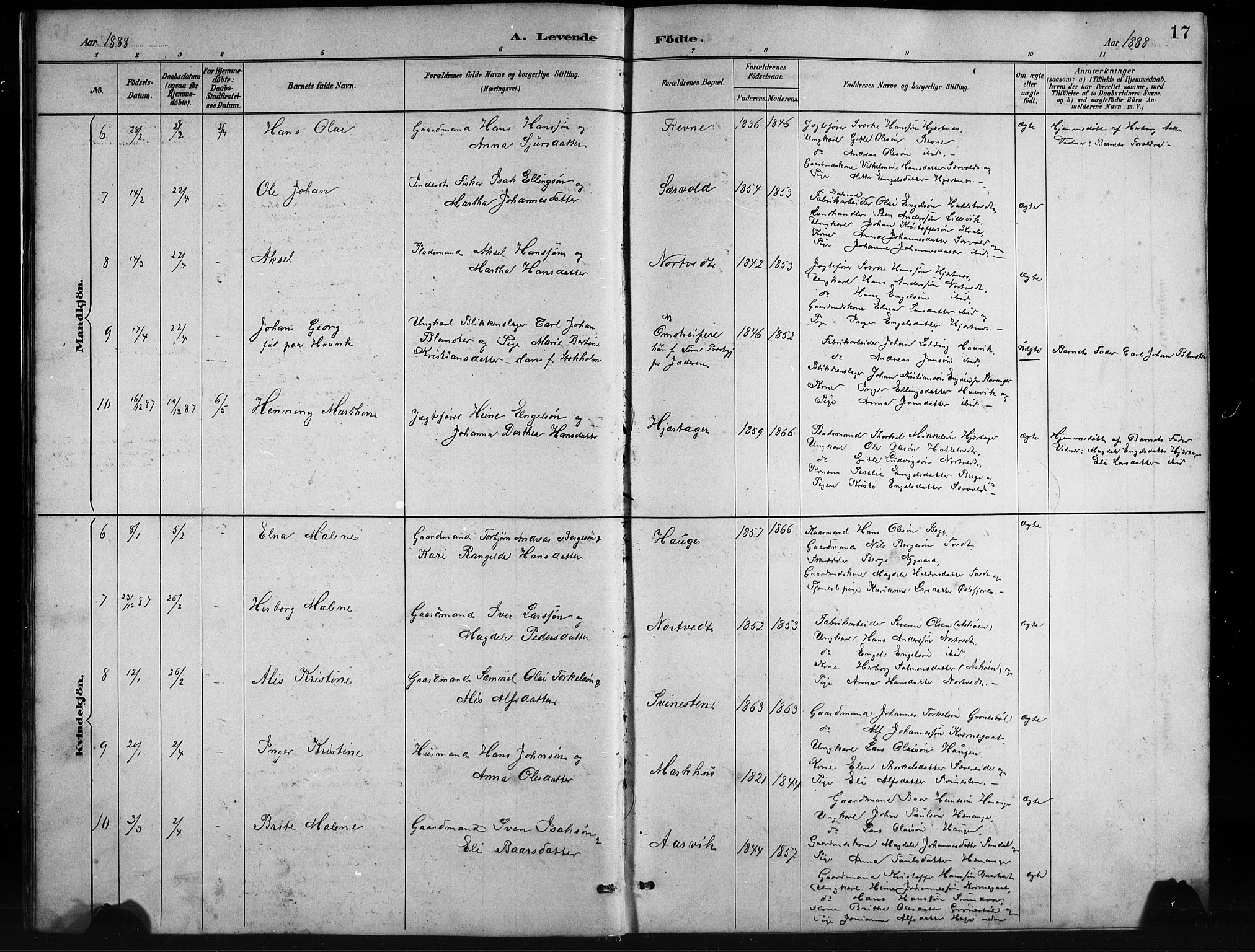 Fusa sokneprestembete, AV/SAB-A-75401/H/Hab: Parish register (copy) no. C 2, 1886-1926, p. 17