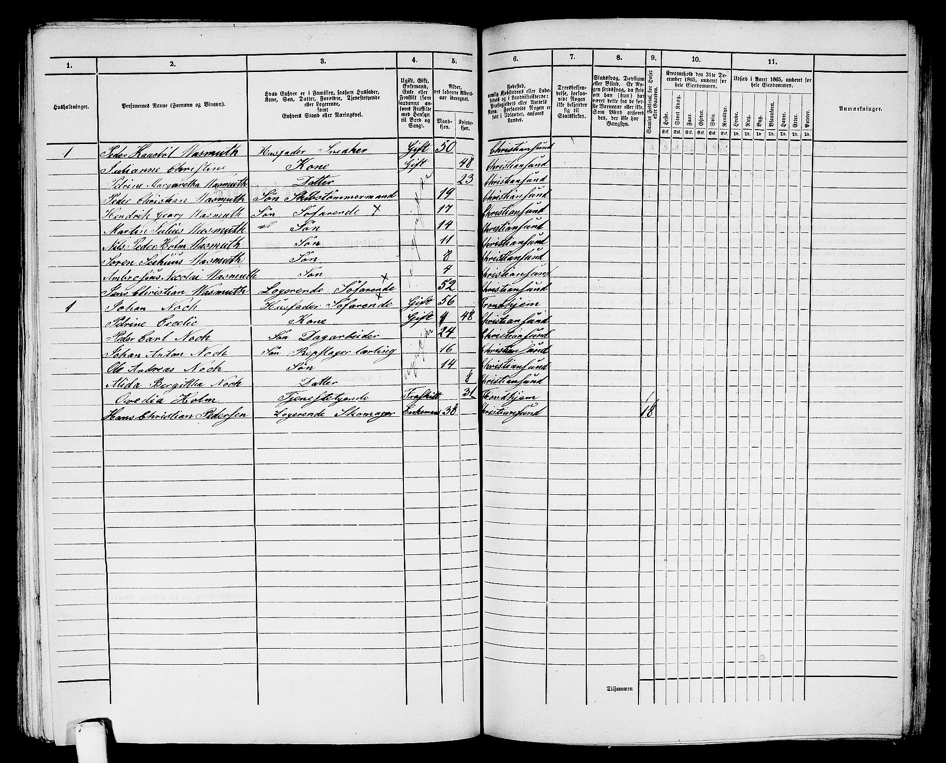 RA, 1865 census for Kristiansund/Kristiansund, 1865, p. 892