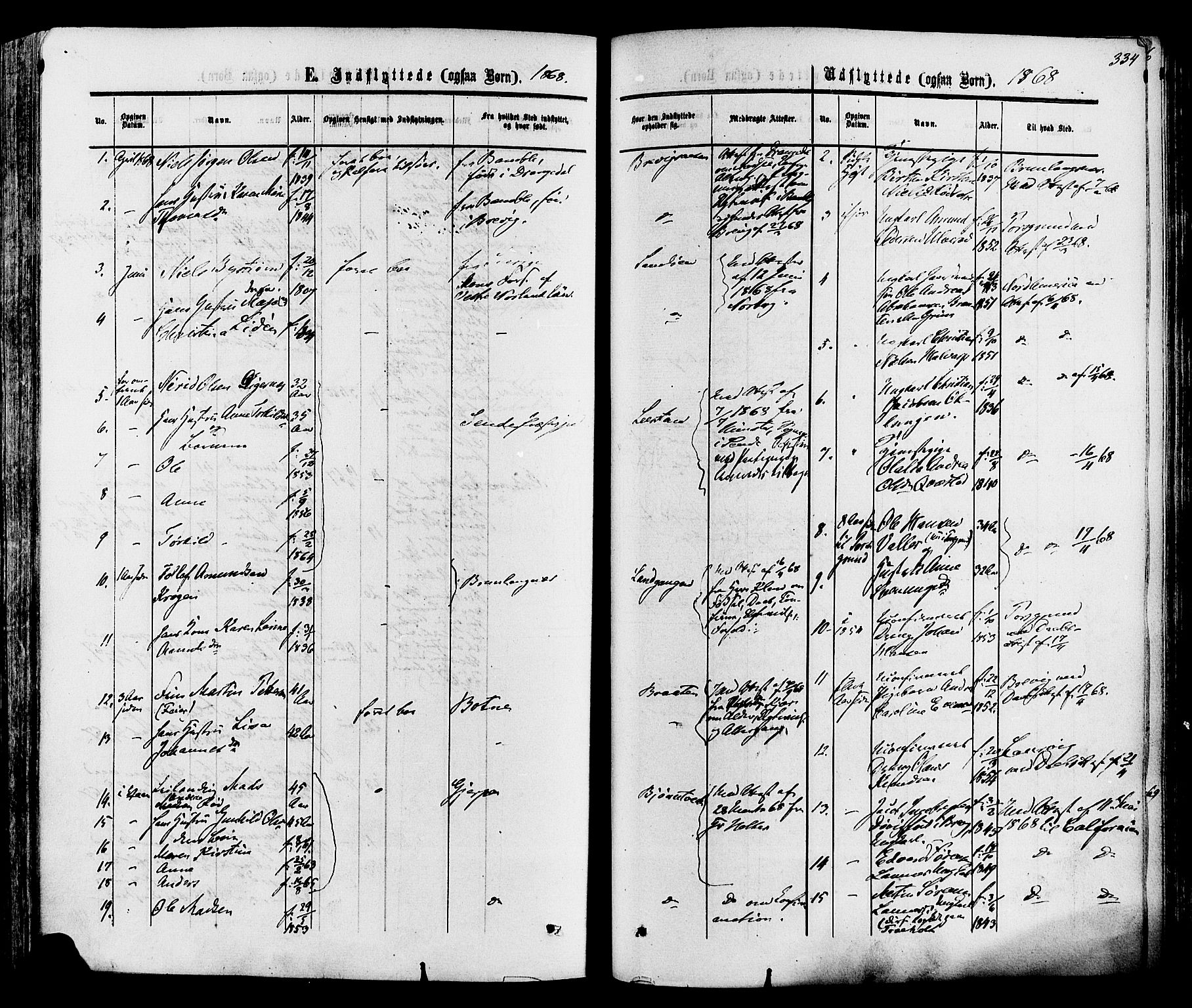 Eidanger kirkebøker, AV/SAKO-A-261/F/Fa/L0010: Parish register (official) no. 10, 1859-1874, p. 334