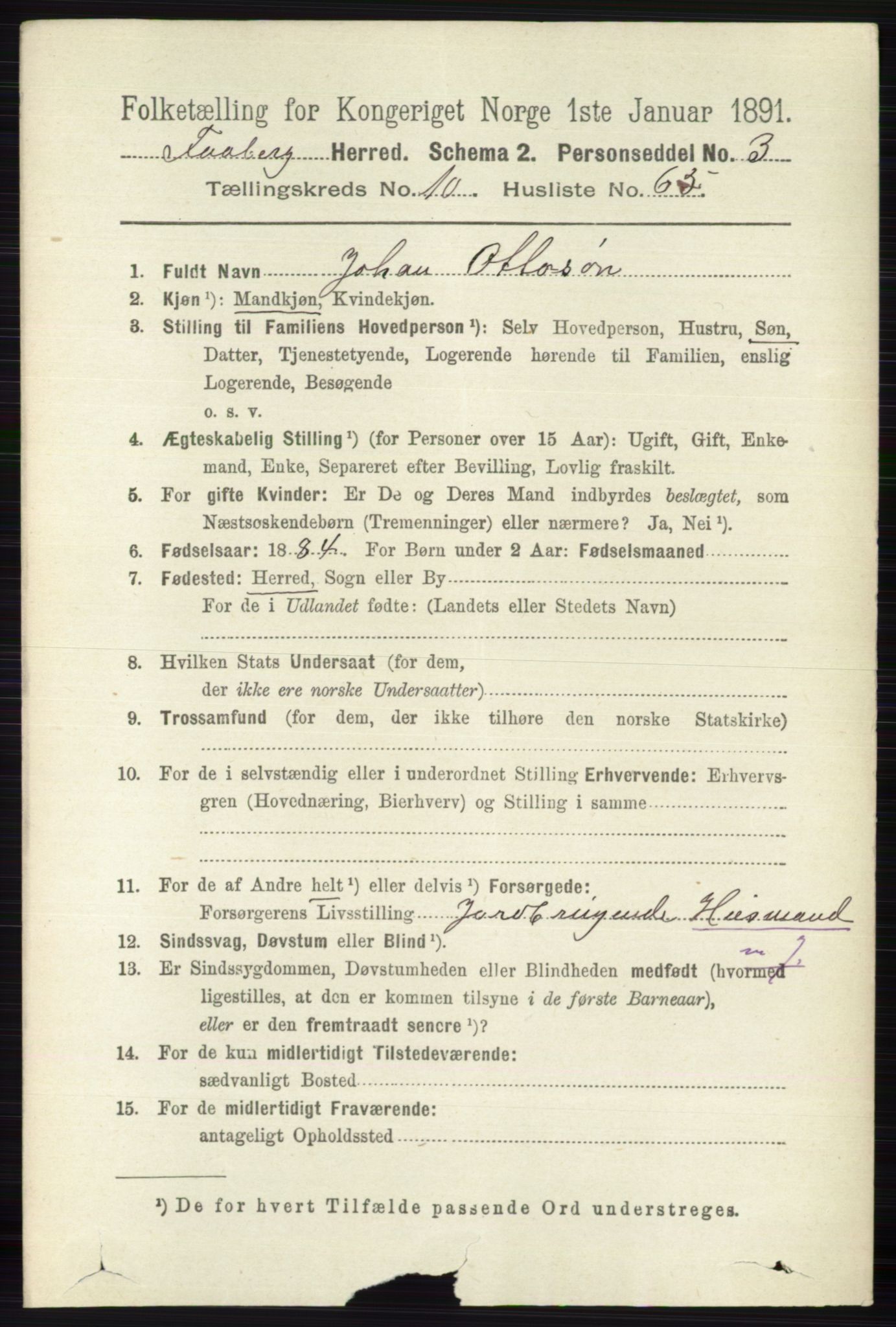 RA, 1891 census for 0524 Fåberg, 1891, p. 4444