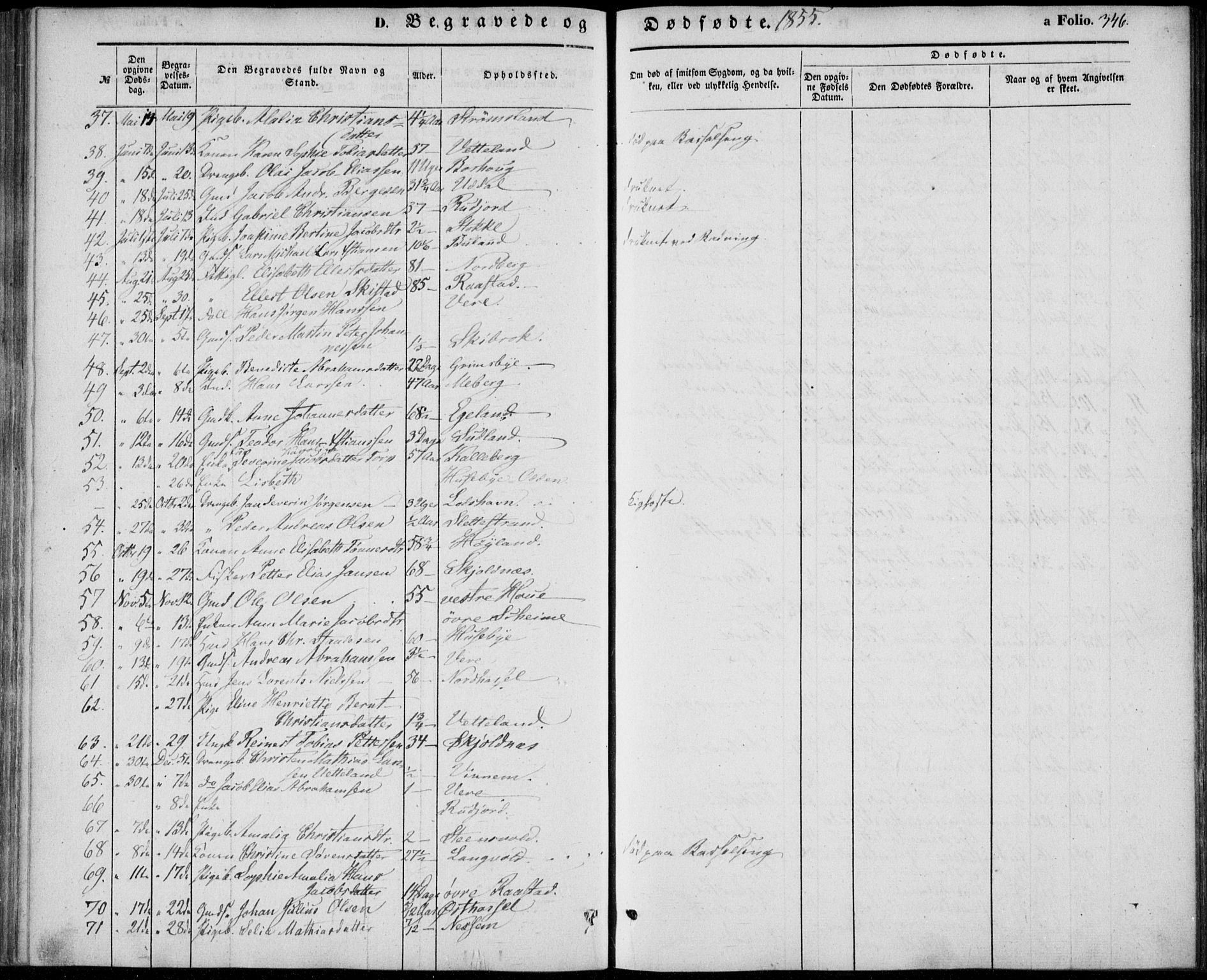 Lista sokneprestkontor, AV/SAK-1111-0027/F/Fb/L0002: Parish register (copy) no. B 2, 1847-1862, p. 346