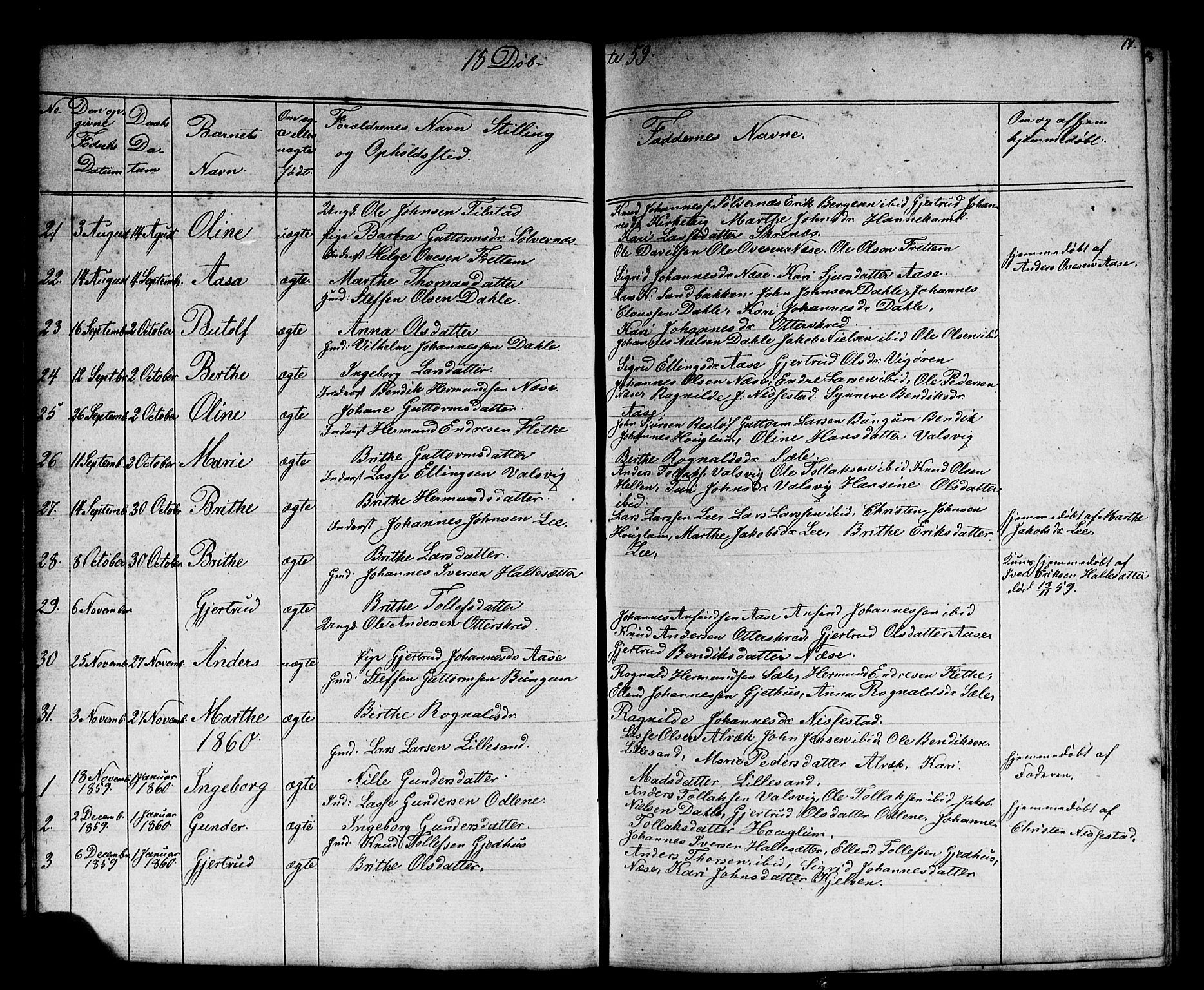 Vik sokneprestembete, AV/SAB-A-81501/H/Hab/Habb/L0001: Parish register (copy) no. B 1, 1847-1877, p. 17