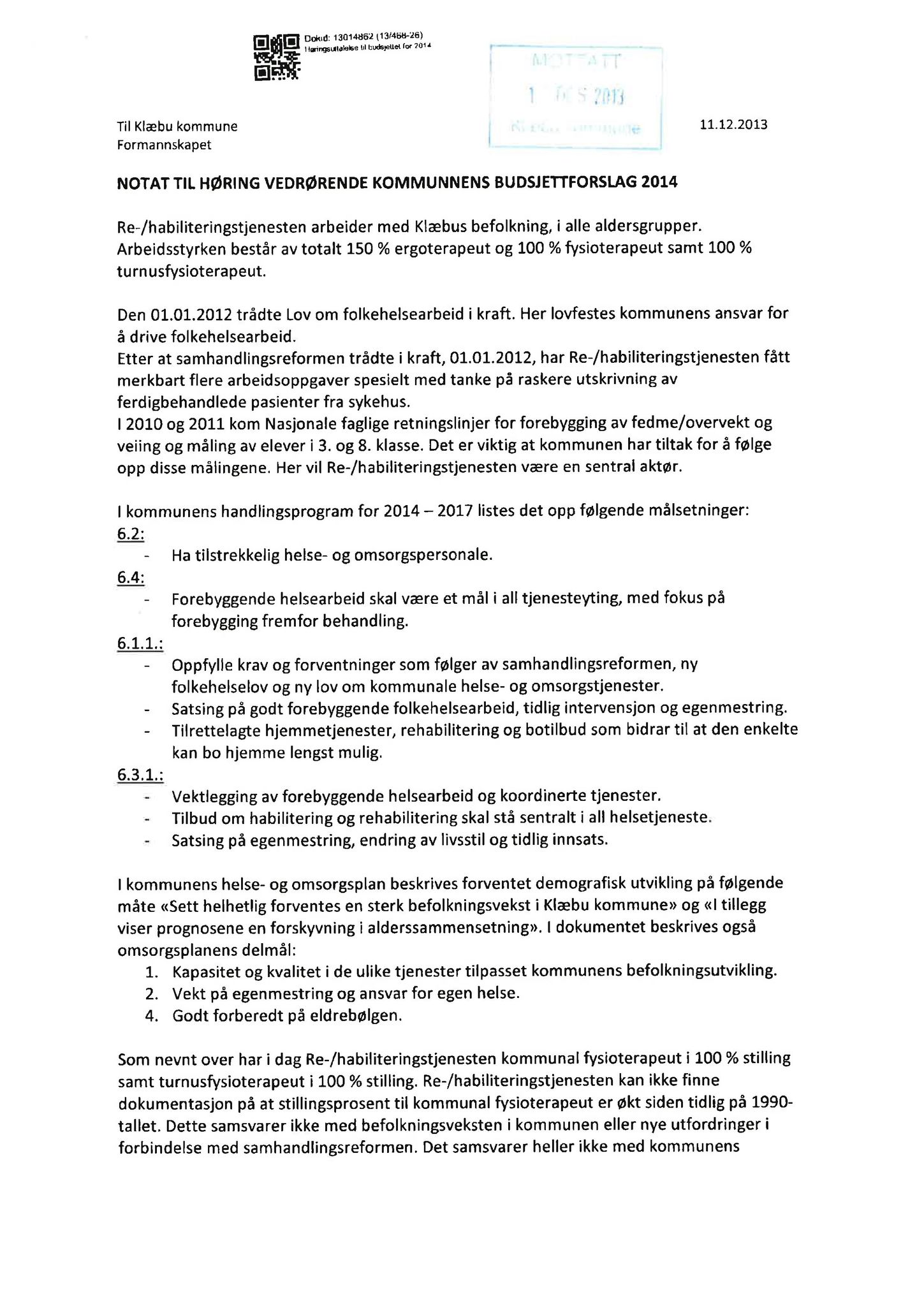 Klæbu Kommune, TRKO/KK/05-UOm/L005: Utvalg for omsorg - Møtedokumenter, 2014, p. 45