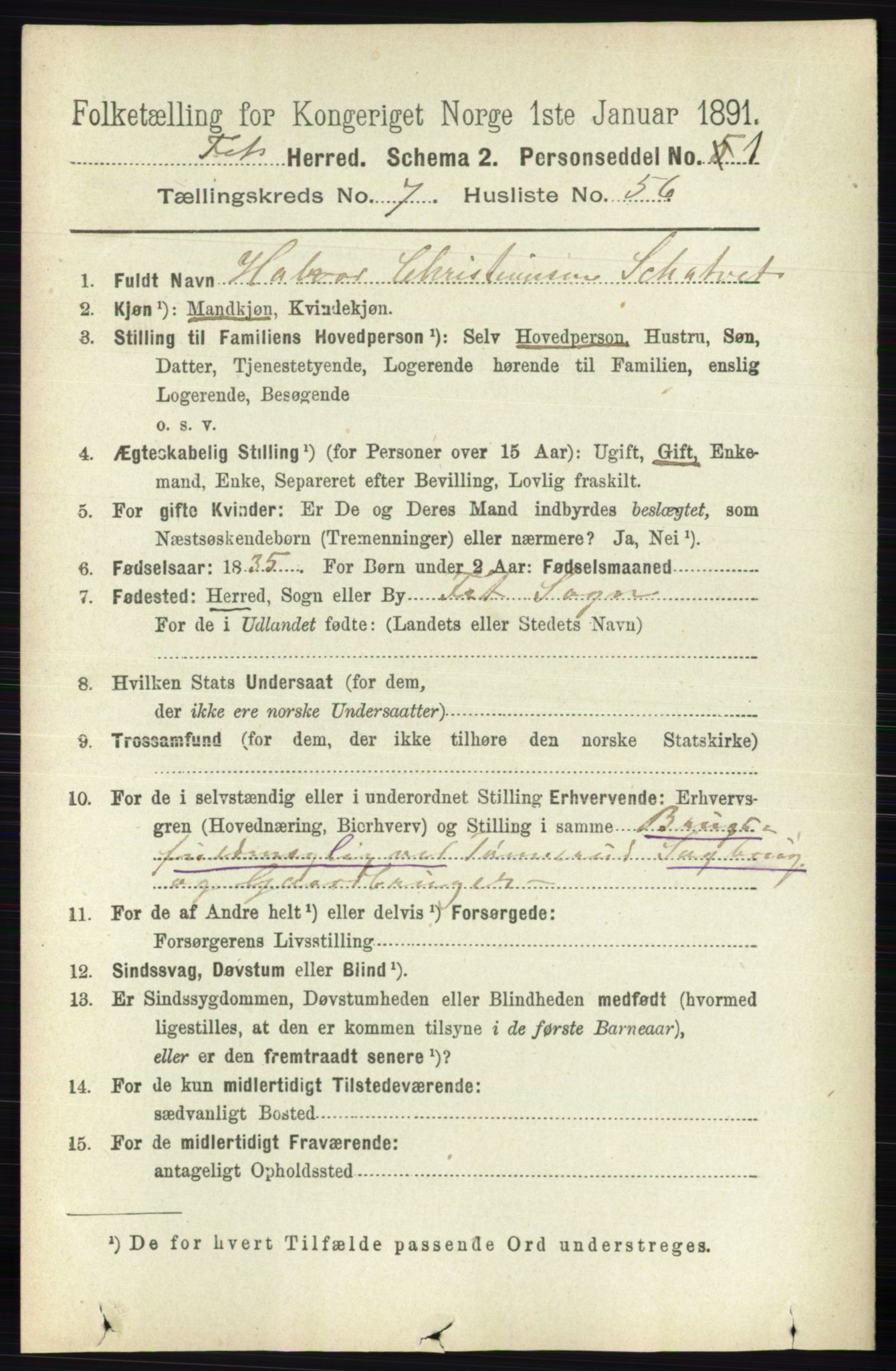 RA, 1891 census for 0227 Fet, 1891, p. 2760