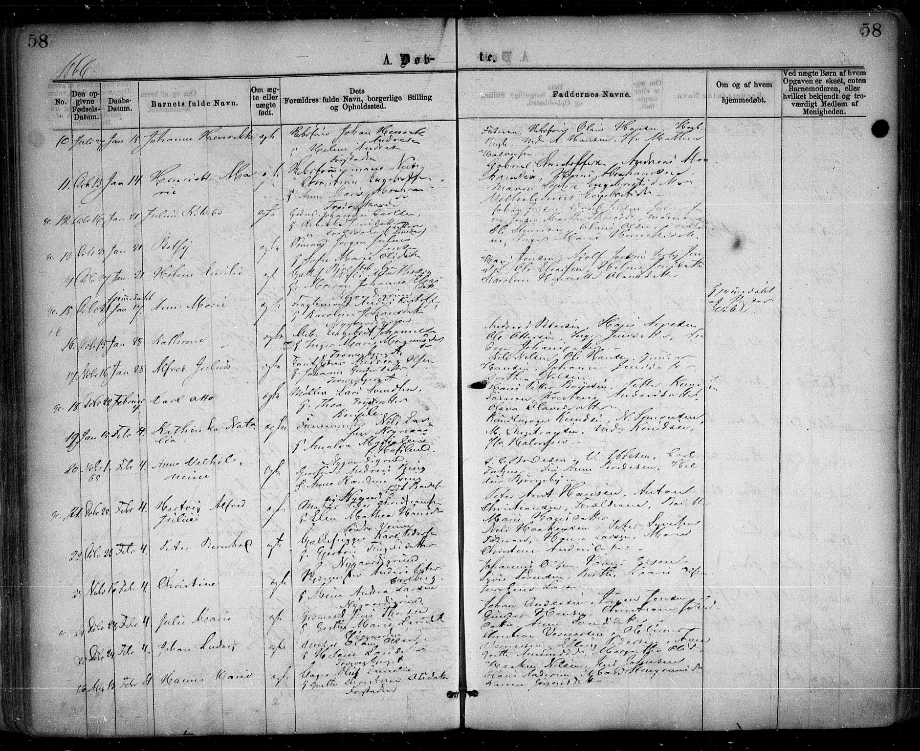 Glemmen prestekontor Kirkebøker, AV/SAO-A-10908/F/Fa/L0008: Parish register (official) no. 8, 1862-1871, p. 58