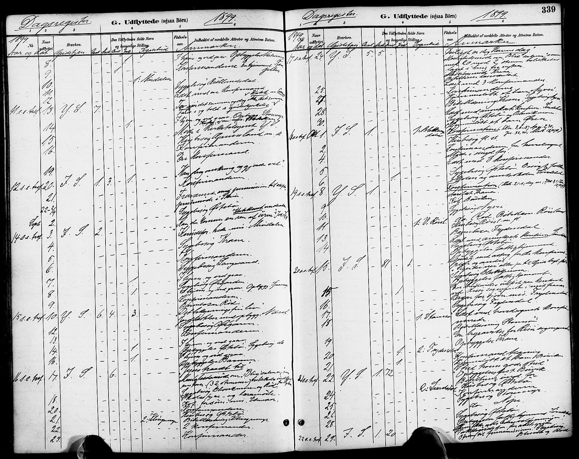 Søndeled sokneprestkontor, AV/SAK-1111-0038/F/Fa/L0005: Parish register (official) no. A 5, 1889-1899, p. 339