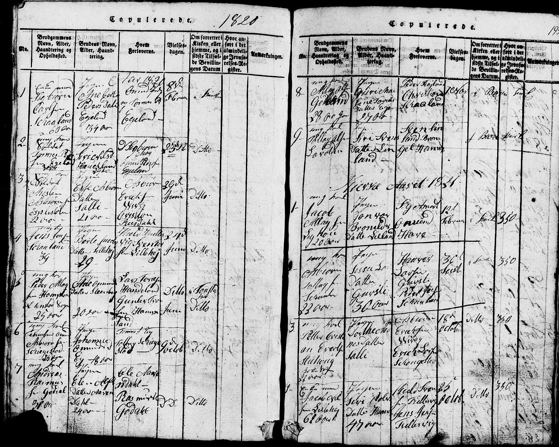 Lund sokneprestkontor, SAST/A-101809/S07/L0002: Parish register (copy) no. B 2, 1816-1832, p. 195