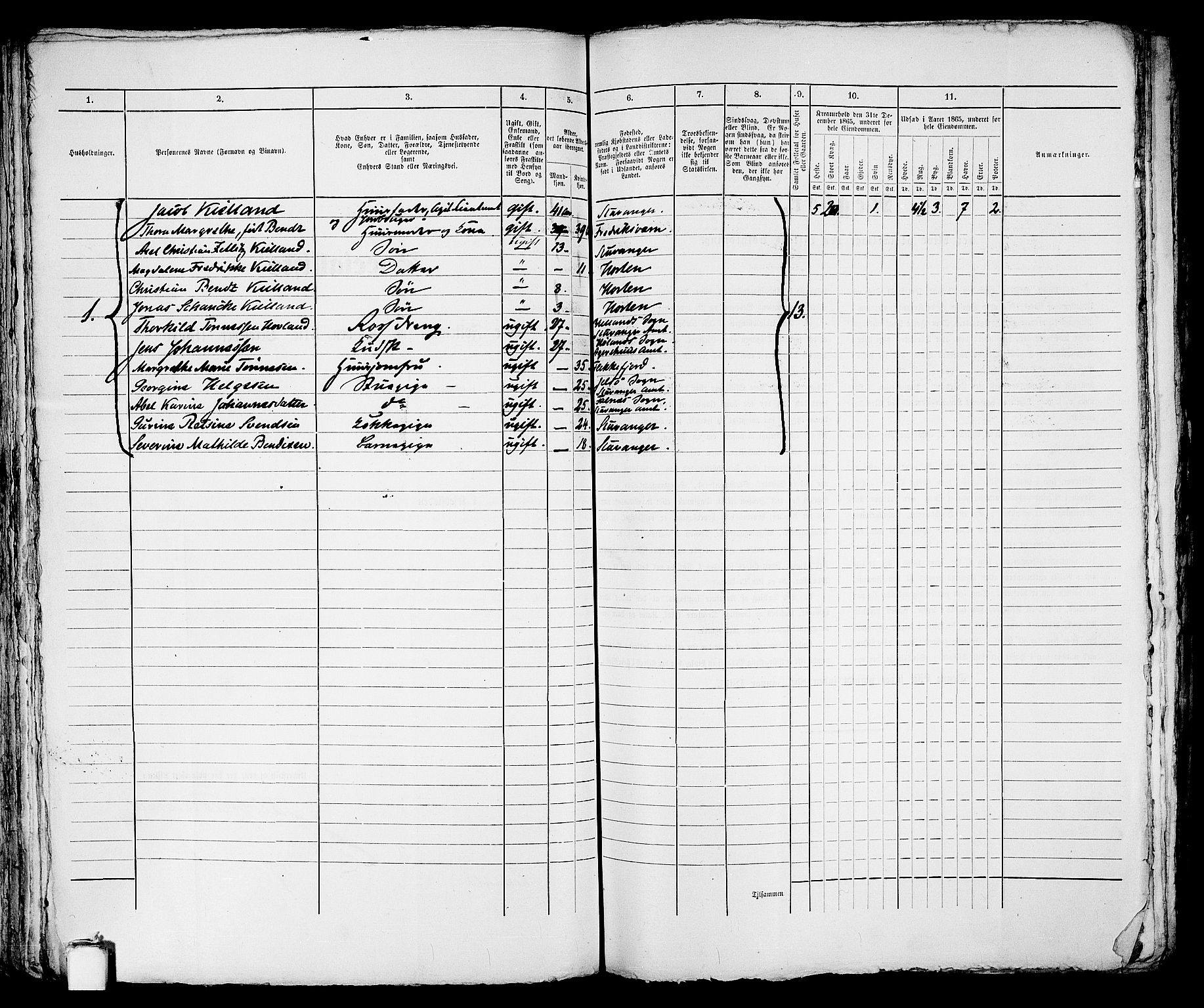 RA, 1865 census for Stavanger, 1865, p. 1162