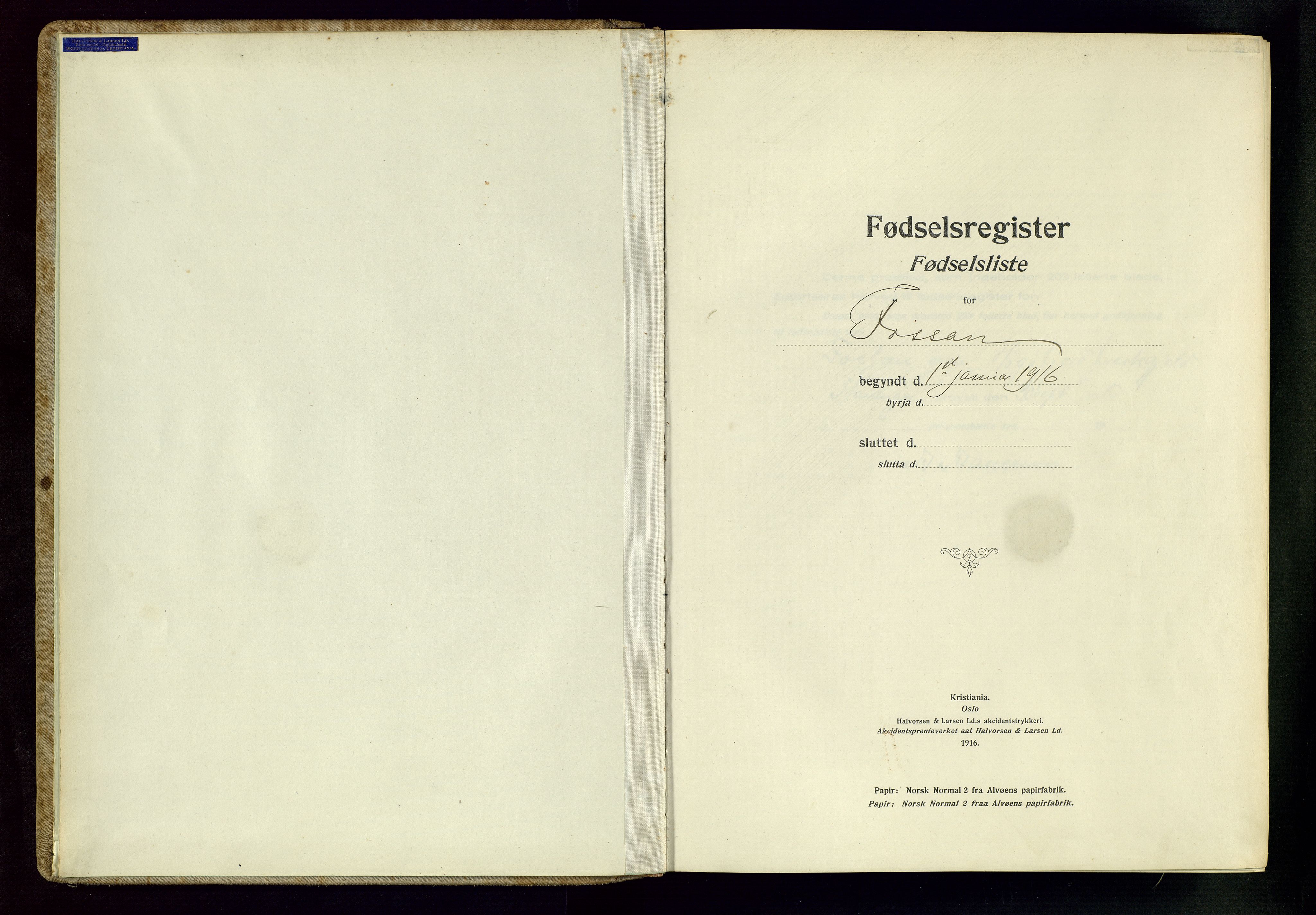 Høgsfjord sokneprestkontor, SAST/A-101624/I/Id/L0002: Birth register no. 2, 1916-1959