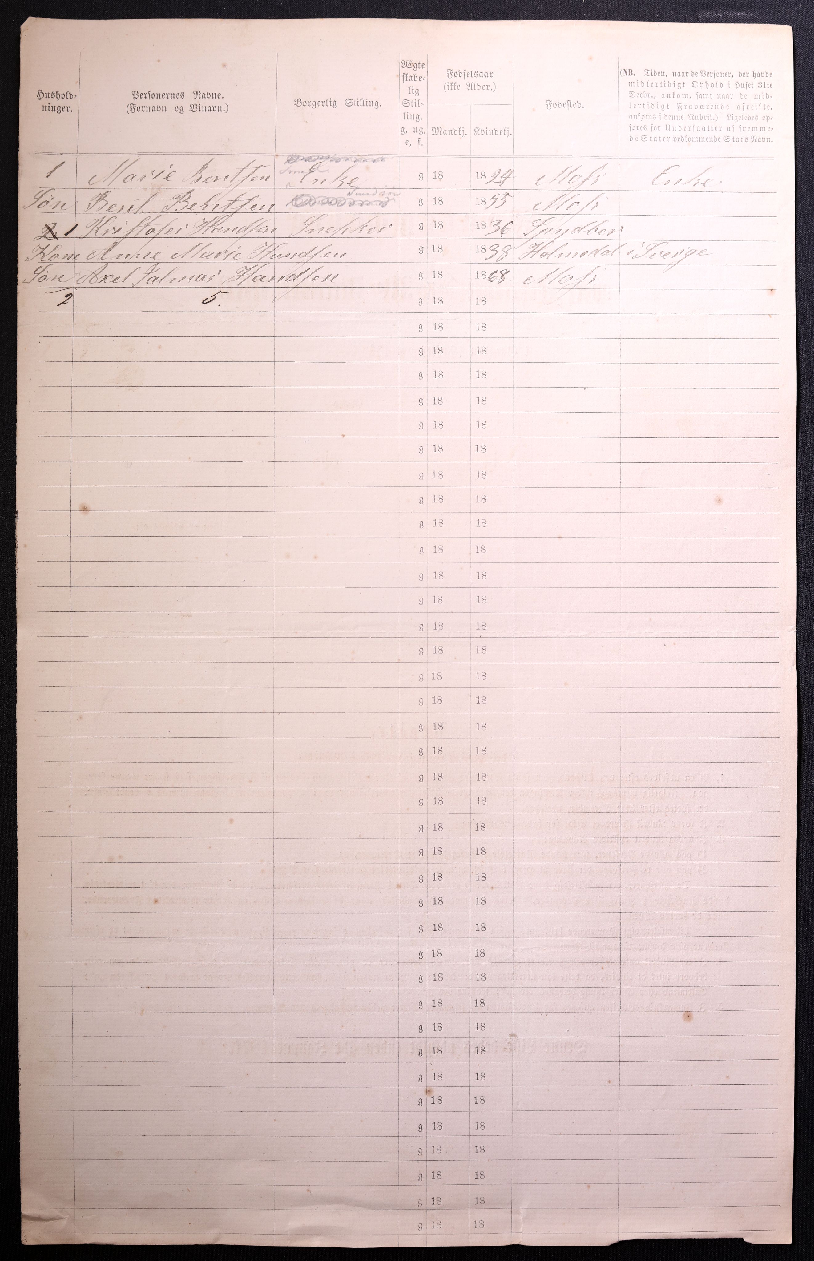 RA, 1870 census for 0104 Moss, 1870, p. 648