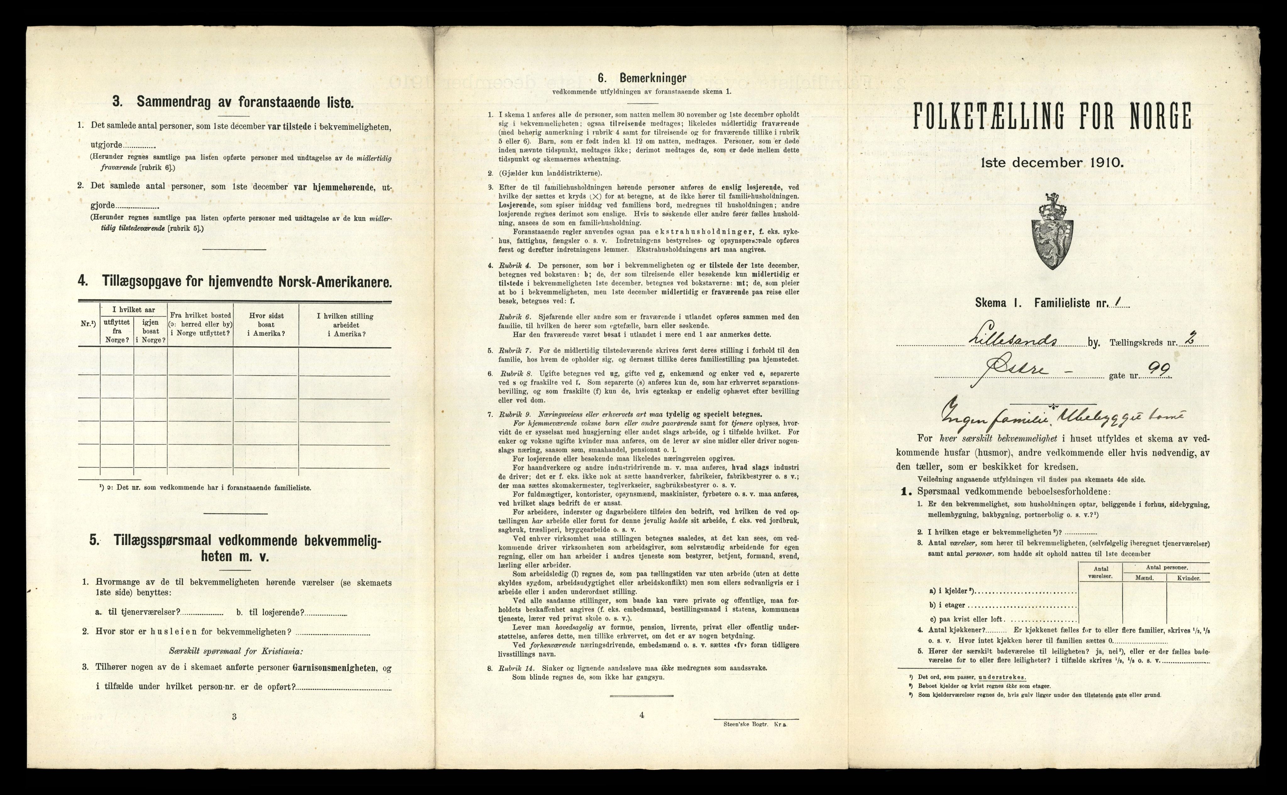 RA, 1910 census for Lillesand, 1910, p. 486