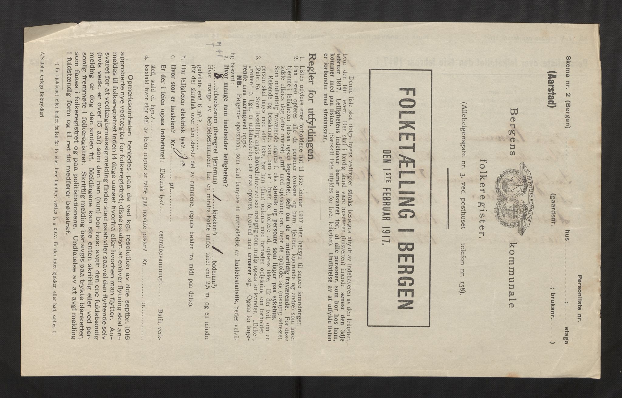 SAB, Municipal Census 1917 for Bergen, 1917, p. 49327