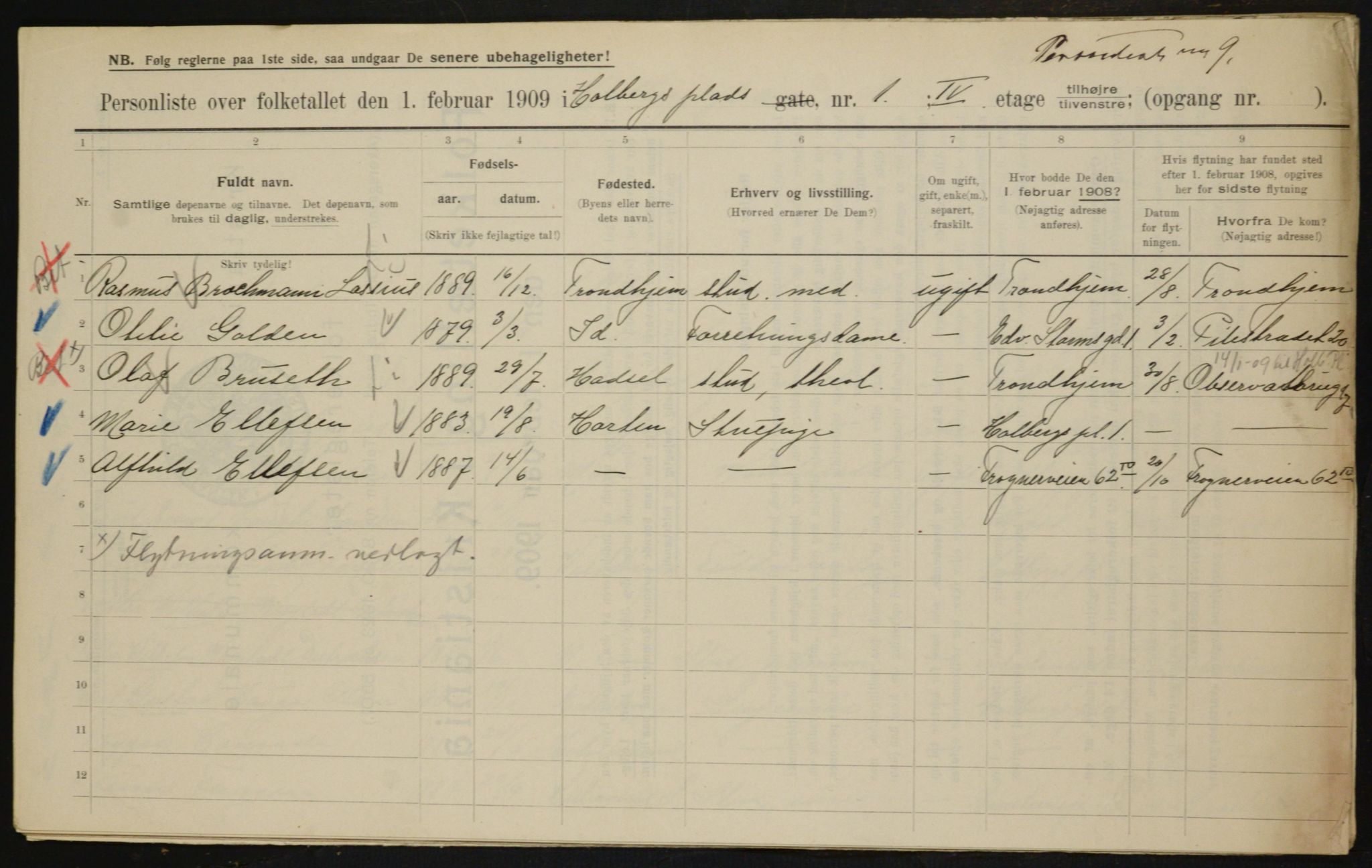 OBA, Municipal Census 1909 for Kristiania, 1909, p. 36740