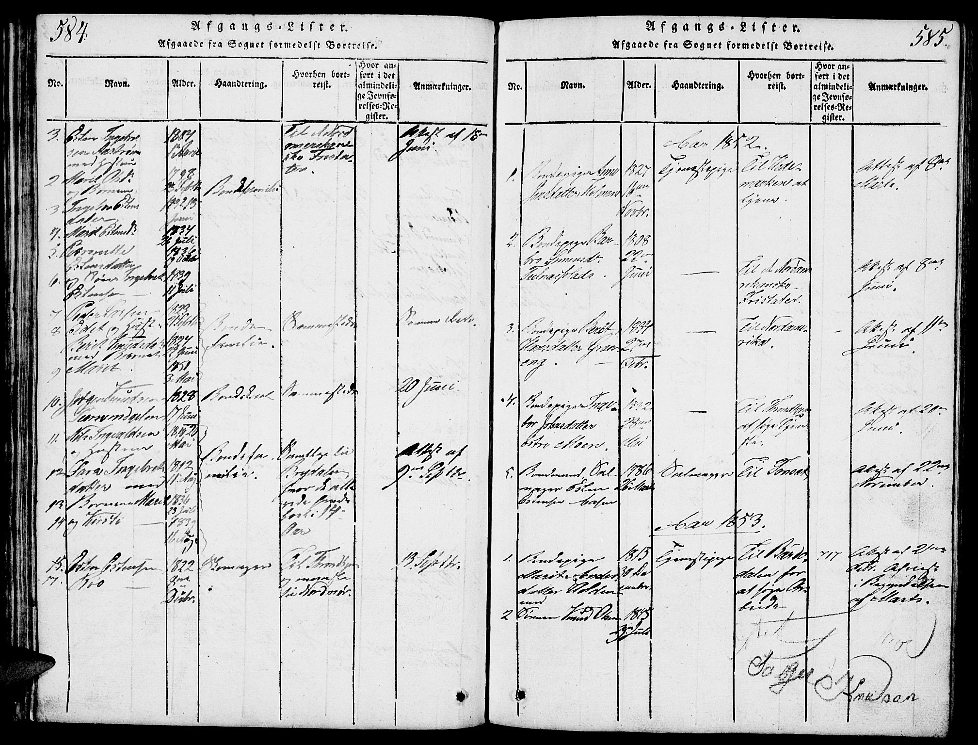 Tolga prestekontor, AV/SAH-PREST-062/L/L0003: Parish register (copy) no. 3, 1815-1862, p. 584-585