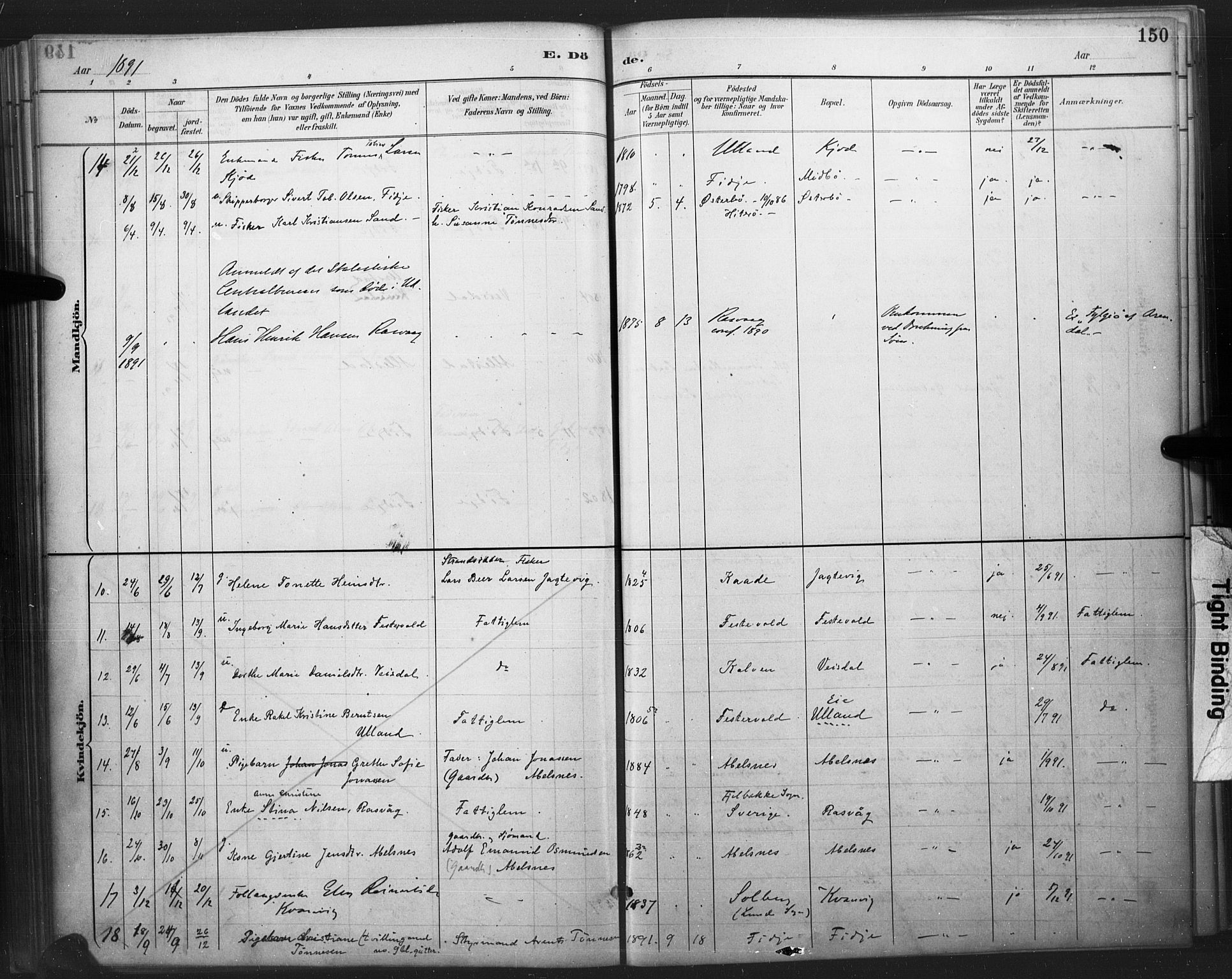 Flekkefjord sokneprestkontor, AV/SAK-1111-0012/F/Fa/Fab/L0006: Parish register (official) no. A 6, 1886-1901, p. 150