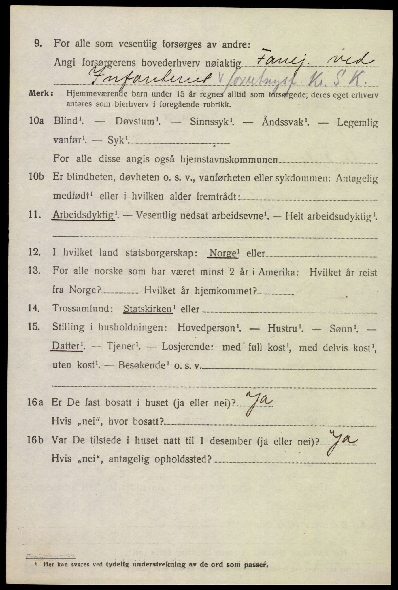SAK, 1920 census for Oddernes, 1920, p. 10324