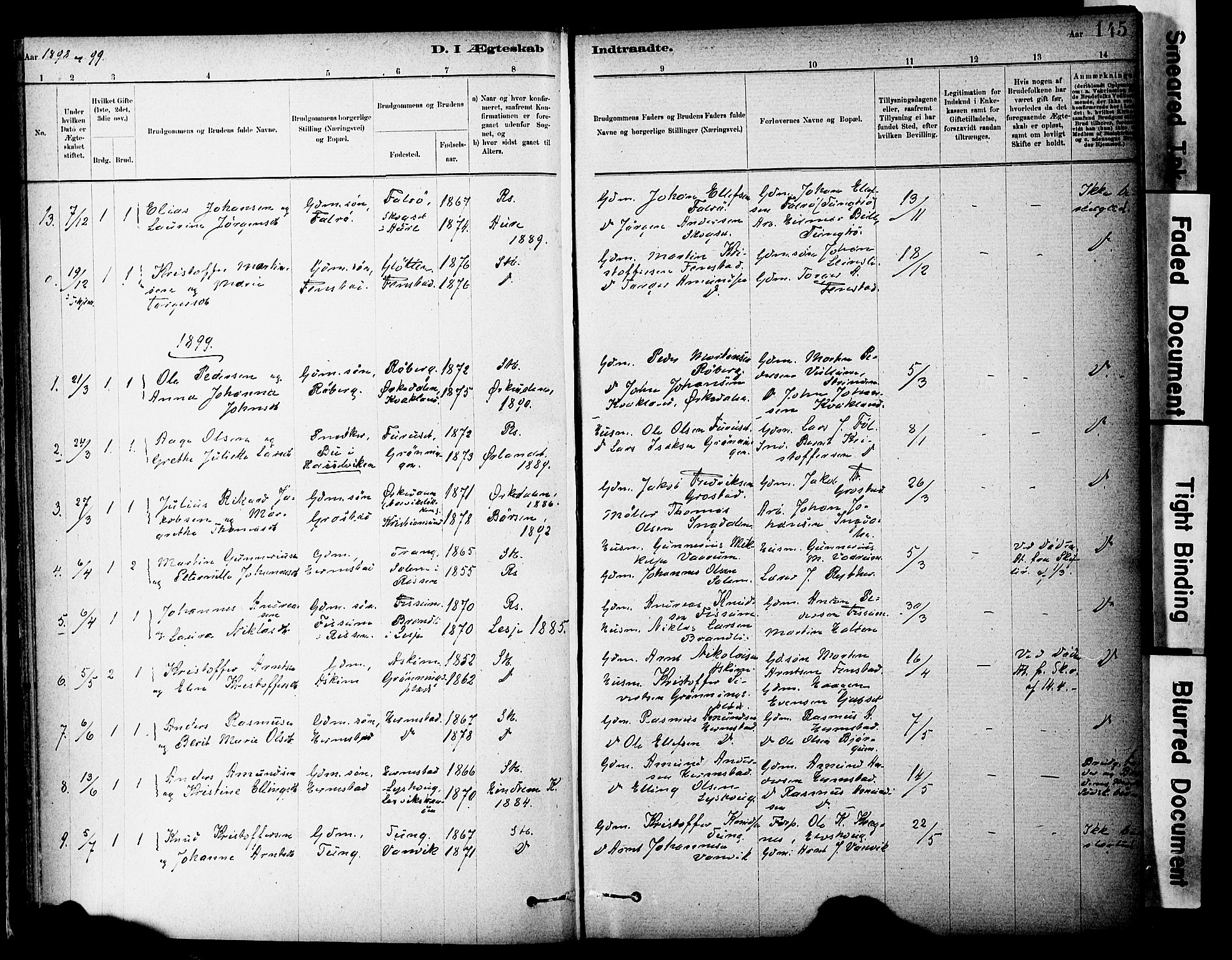 Ministerialprotokoller, klokkerbøker og fødselsregistre - Sør-Trøndelag, SAT/A-1456/646/L0615: Parish register (official) no. 646A13, 1885-1900, p. 145