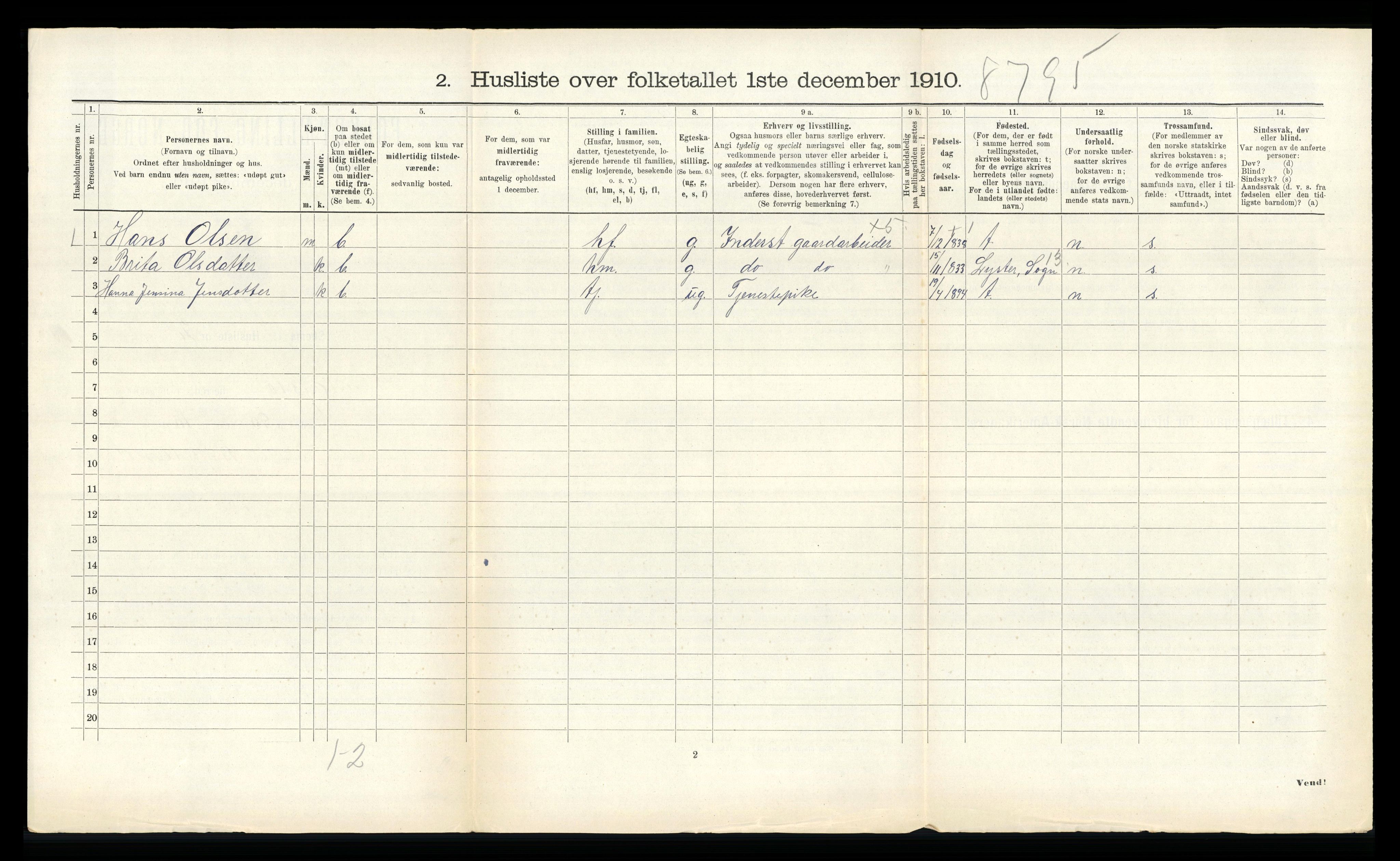 RA, 1910 census for Hafslo, 1910, p. 684