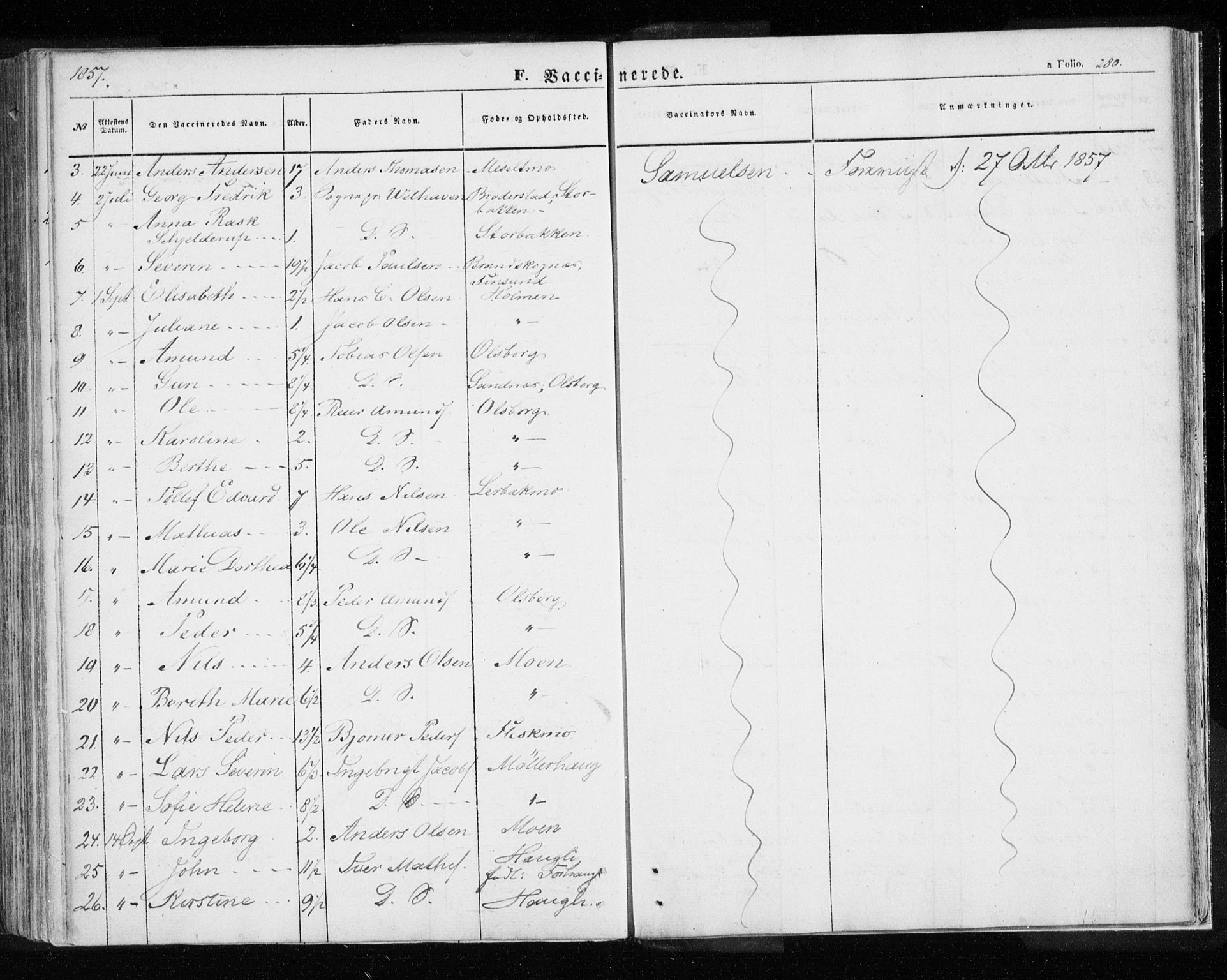 Målselv sokneprestembete, SATØ/S-1311/G/Ga/Gaa/L0003kirke: Parish register (official) no. 3, 1853-1863, p. 280