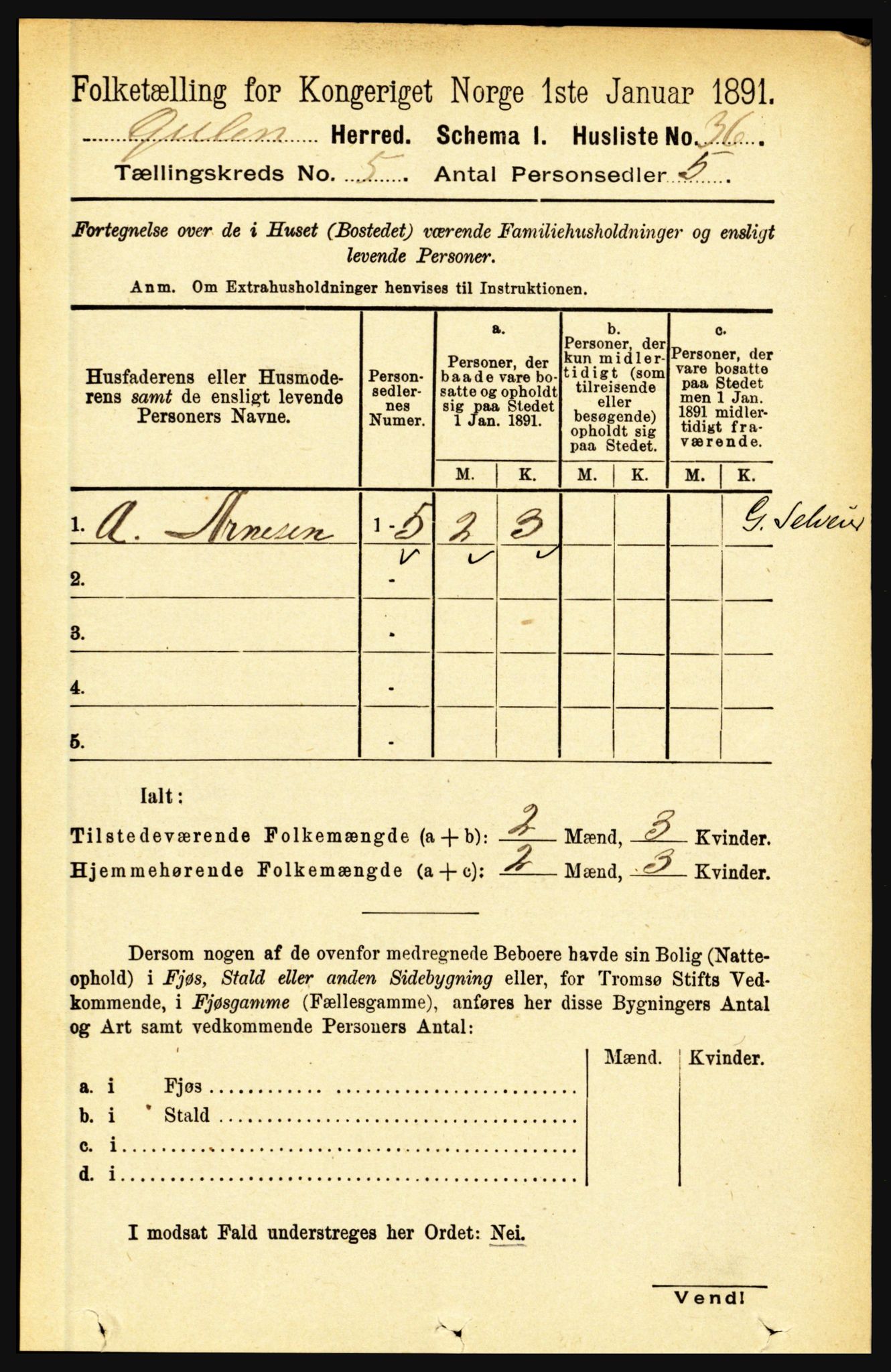 RA, 1891 census for 1411 Gulen, 1891, p. 1653