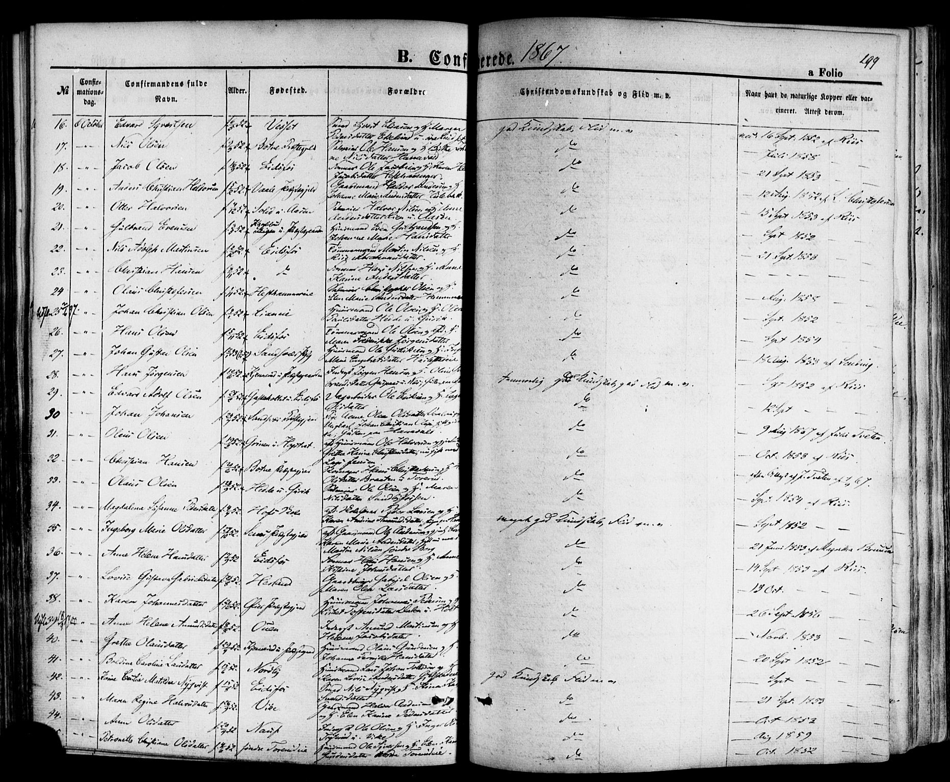 Hof kirkebøker, SAKO/A-64/F/Fa/L0006: Parish register (official) no. I 6, 1851-1877, p. 299