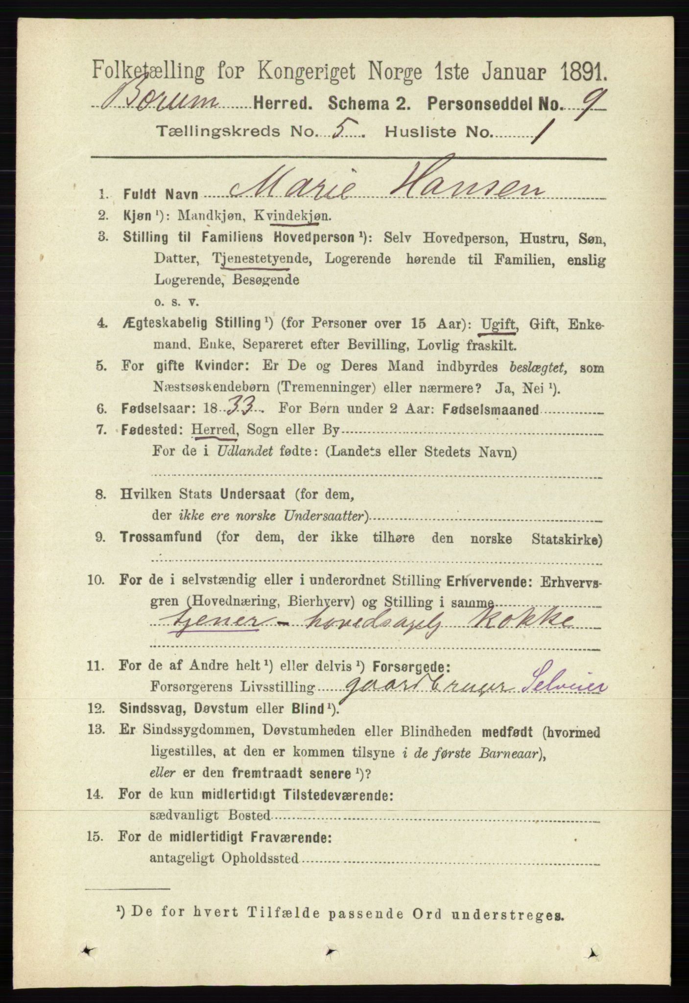 RA, 1891 census for 0219 Bærum, 1891, p. 3010