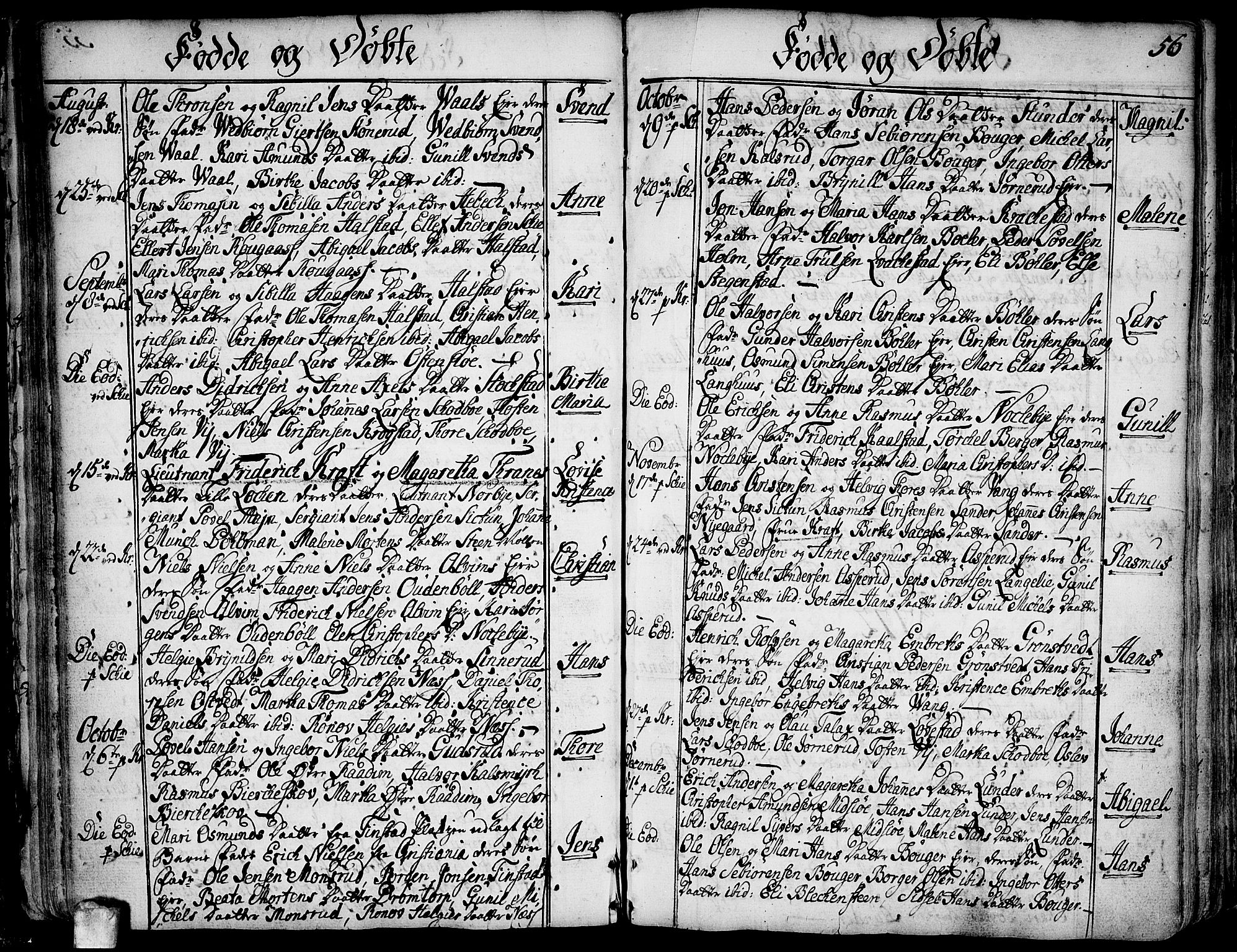 Kråkstad prestekontor Kirkebøker, SAO/A-10125a/F/Fa/L0001: Parish register (official) no. I 1, 1736-1785, p. 56