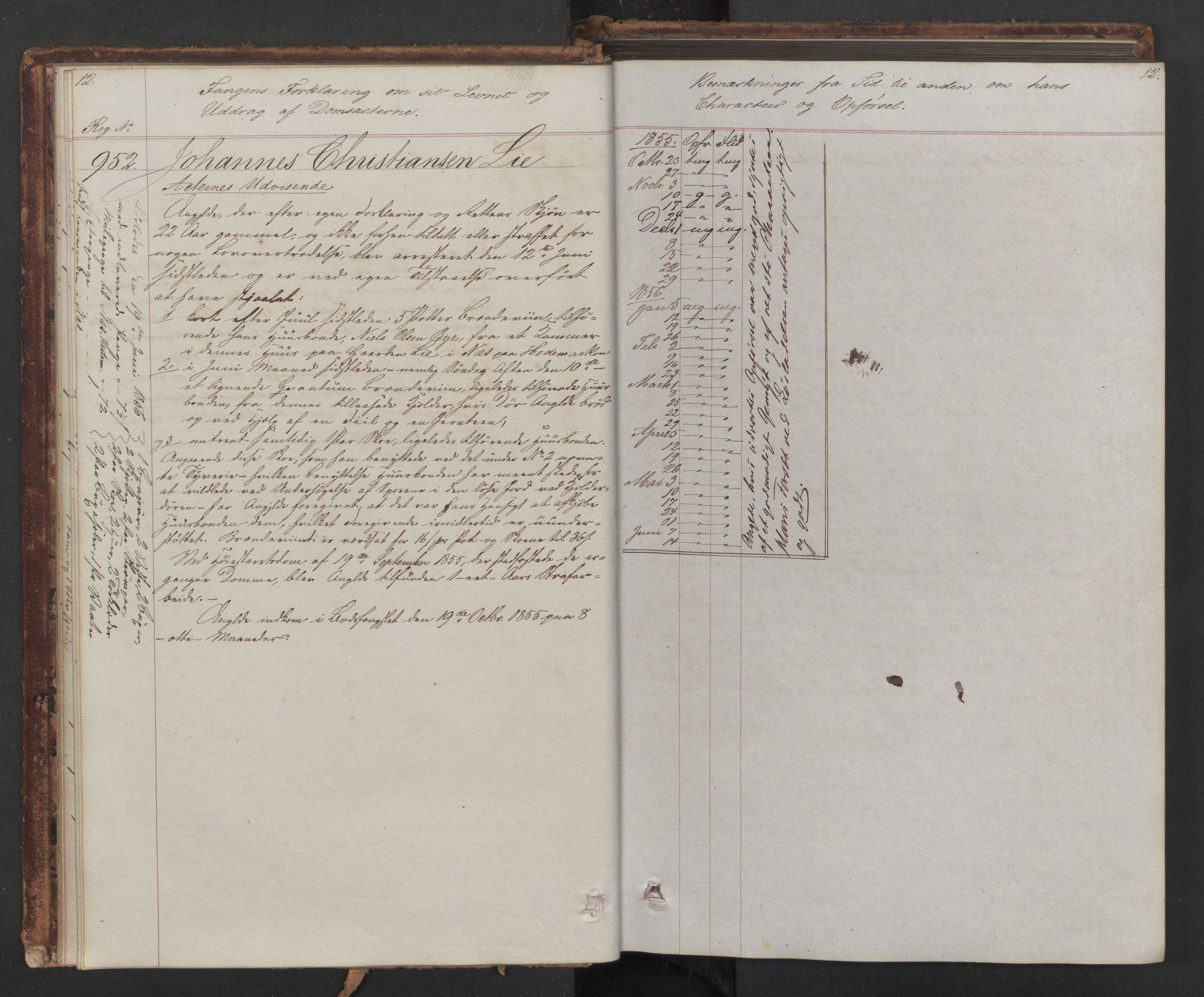 Botsfengslet, AV/RA-S-1539/D/Db/Dbb/L0004: 939a - 271b, 1855-1857, p. 12