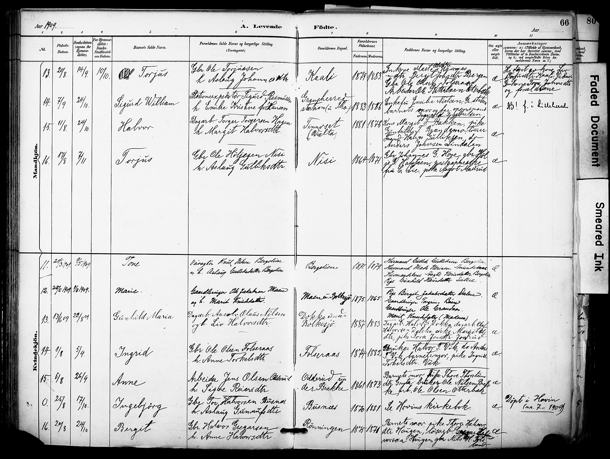 Gransherad kirkebøker, AV/SAKO-A-267/F/Fa/L0005: Parish register (official) no. I 5, 1887-1916, p. 66