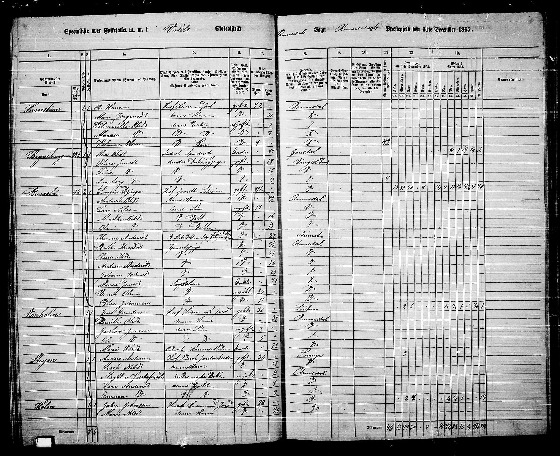 RA, 1865 census for Romedal, 1865, p. 80