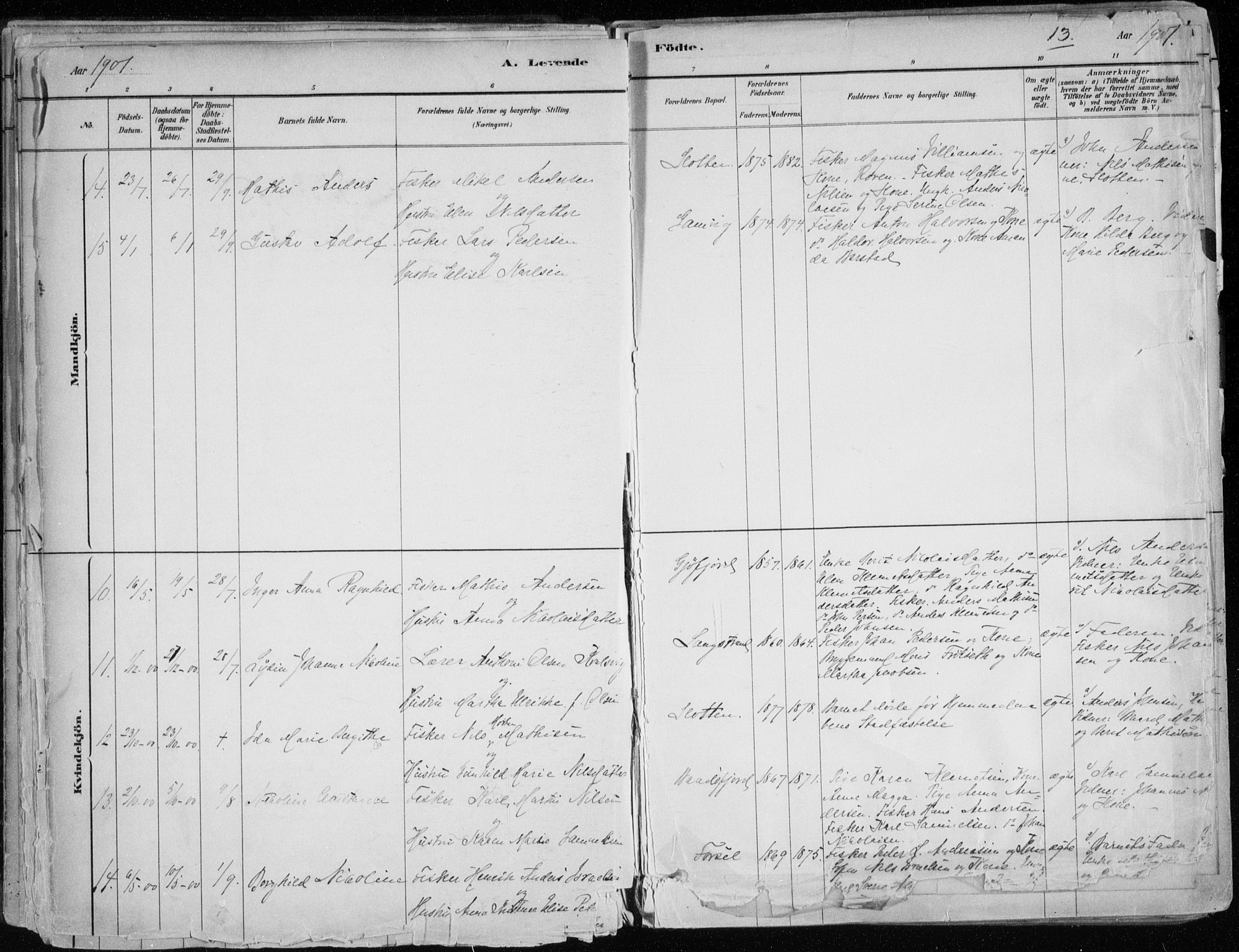 Hammerfest sokneprestkontor, AV/SATØ-S-1347/H/Ha/L0013.kirke: Parish register (official) no. 13, 1898-1917, p. 13