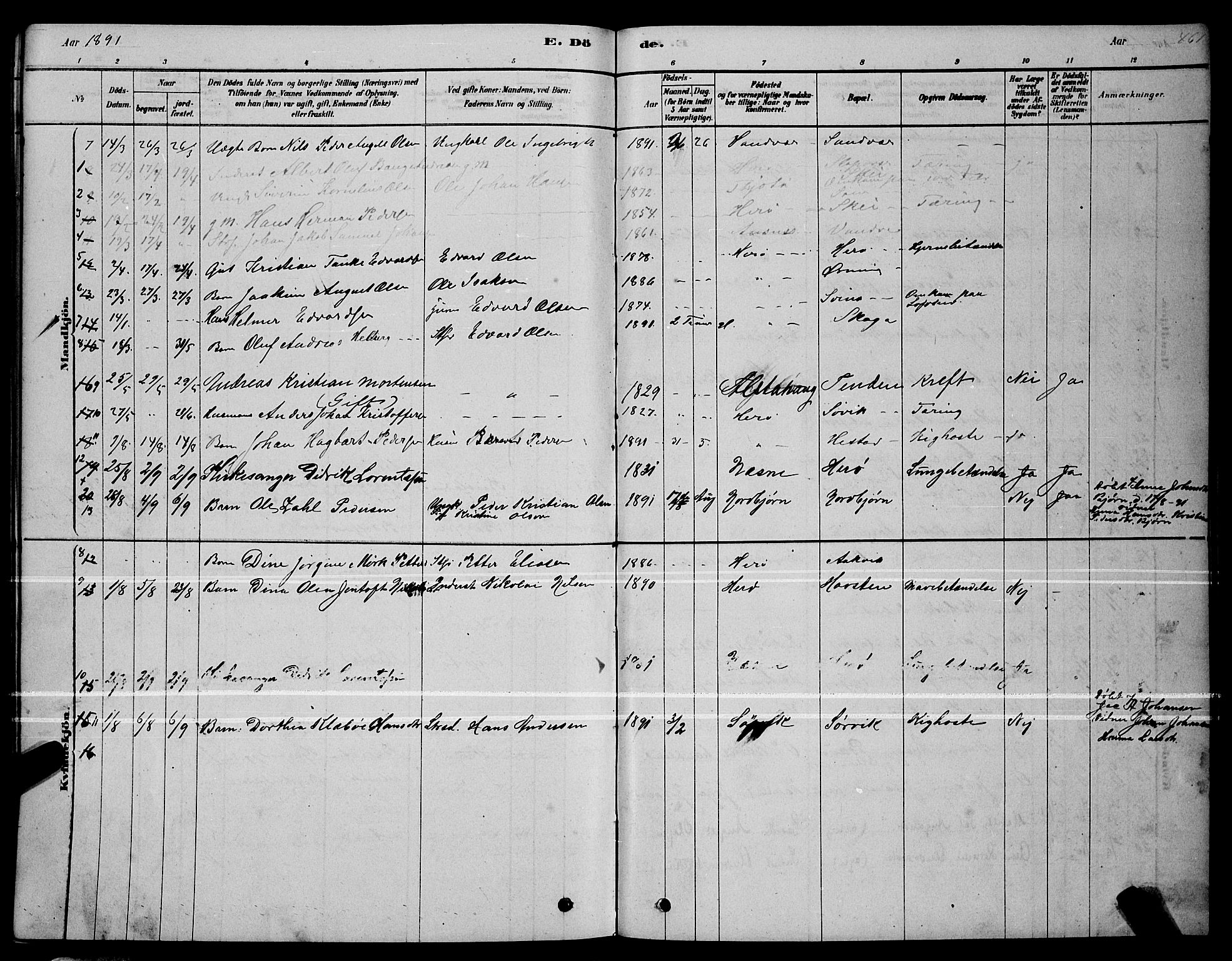 Ministerialprotokoller, klokkerbøker og fødselsregistre - Nordland, AV/SAT-A-1459/834/L0513: Parish register (copy) no. 834C04, 1877-1892, p. 461