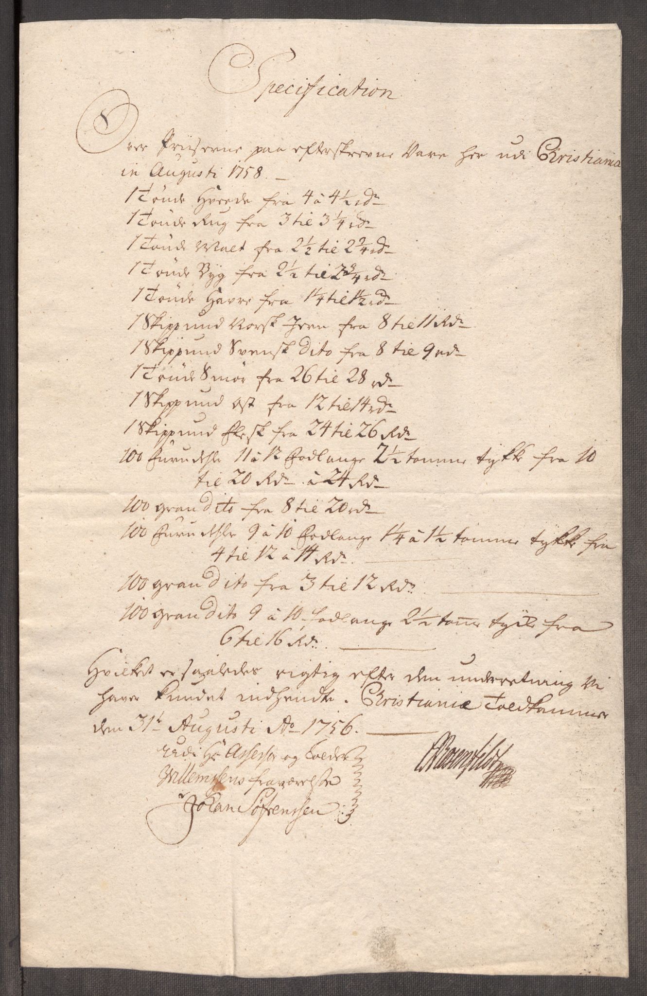 Rentekammeret inntil 1814, Realistisk ordnet avdeling, AV/RA-EA-4070/Oe/L0005: [Ø1]: Priskuranter, 1753-1757, p. 590