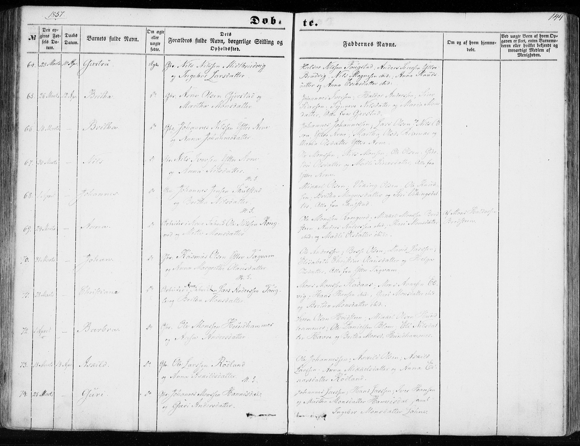 Haus sokneprestembete, SAB/A-75601/H/Haa: Parish register (official) no. A 16 I, 1848-1857, p. 144