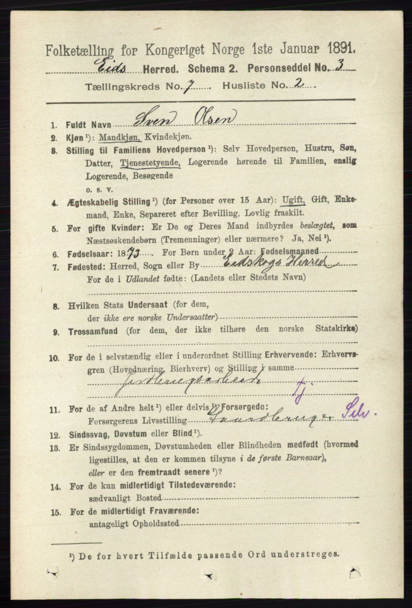 RA, 1891 census for 0420 Eidskog, 1891, p. 3688