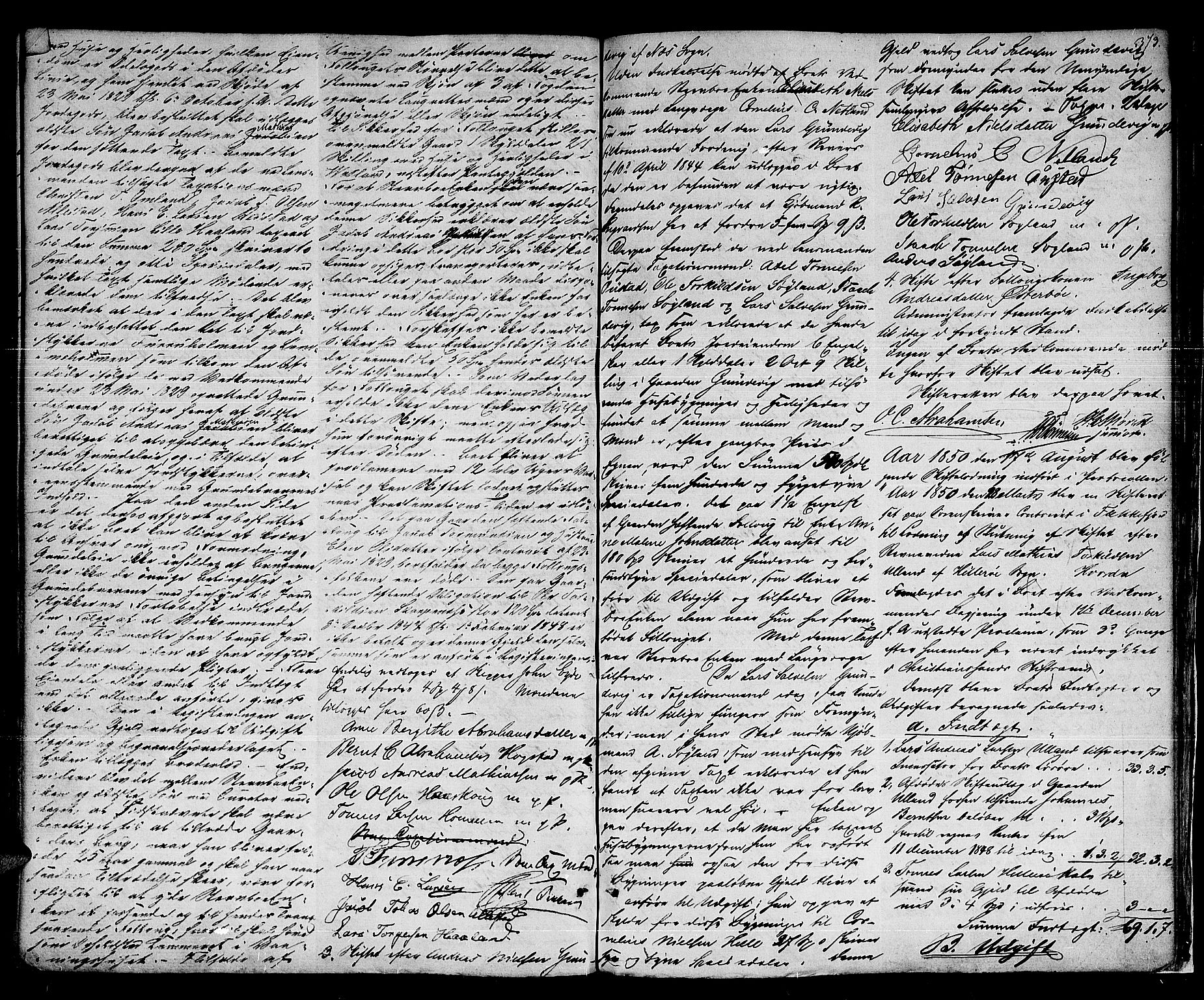 Flekkefjord sorenskriveri, SAK/1221-0001/H/Hc/L0012: Skifteprotokoll nr. 6, med gårdsnavn- og personnavnregister, 1841-1850, p. 372b-373a
