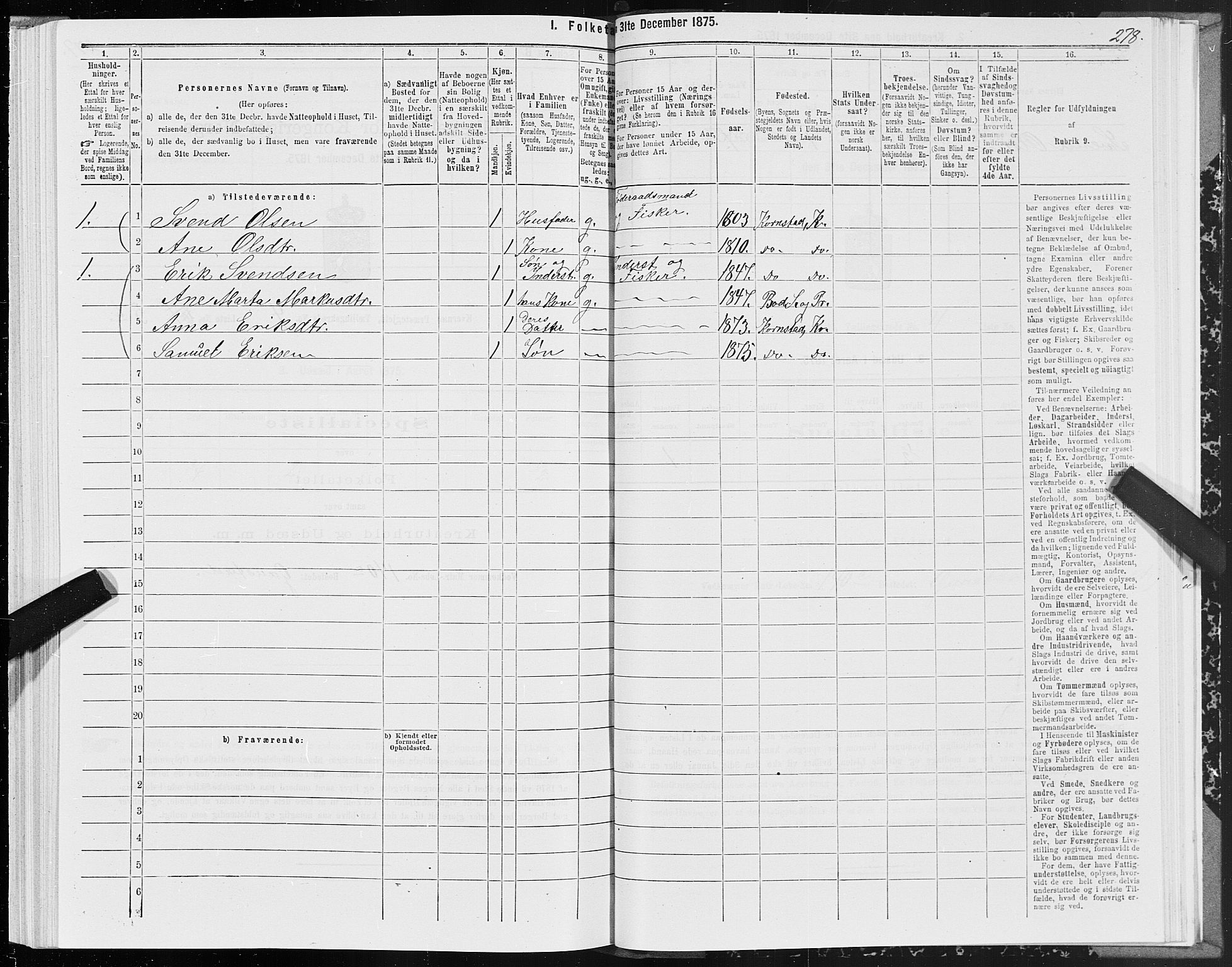 SAT, 1875 census for 1553P Kvernes, 1875, p. 2278