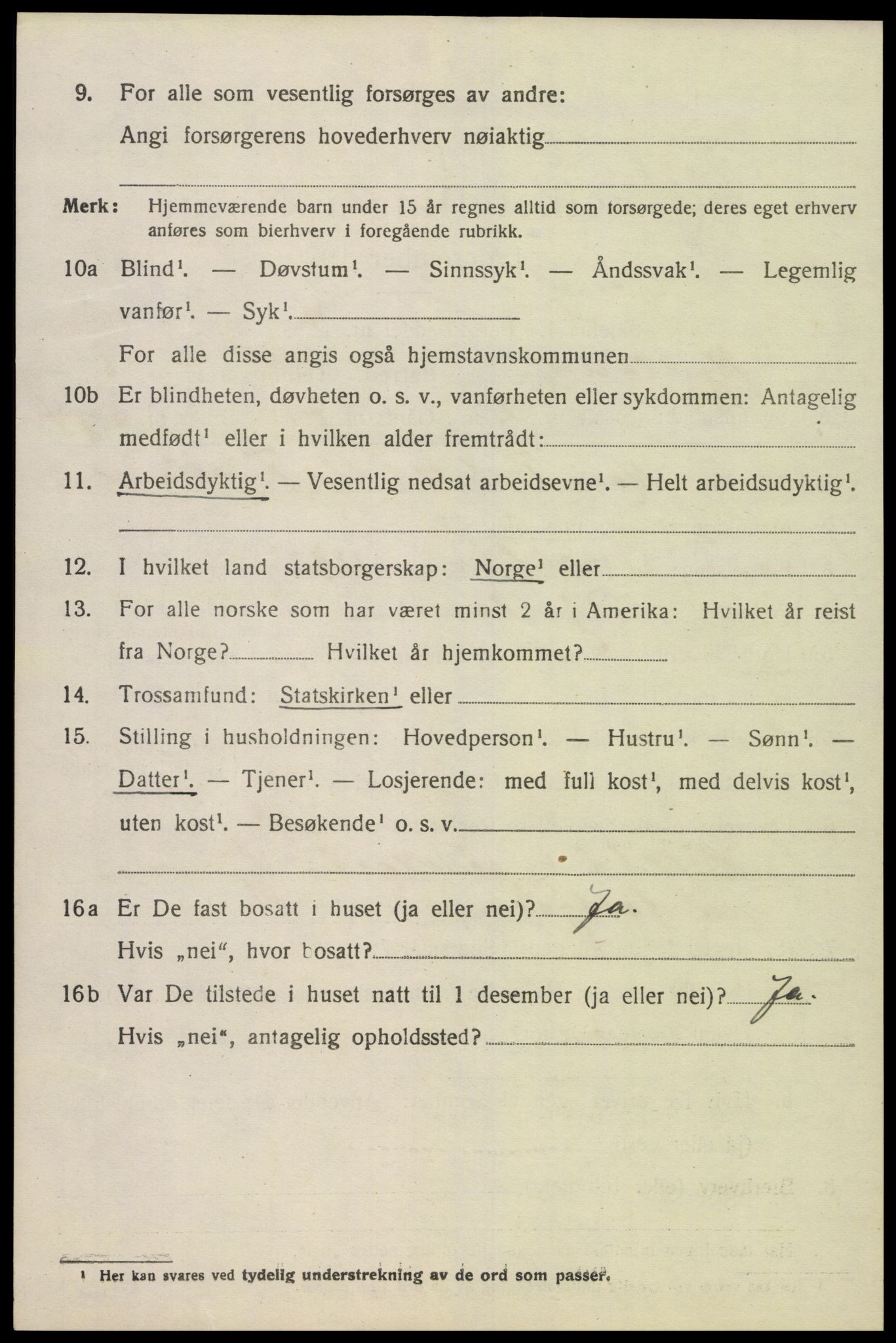 SAK, 1920 census for Bjelland, 1920, p. 1200